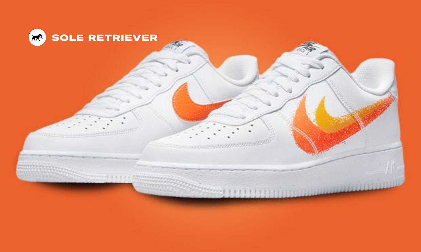 Nike Air Force 1 Low Spray Paint Swoosh White Orange Raffles and Release  Date