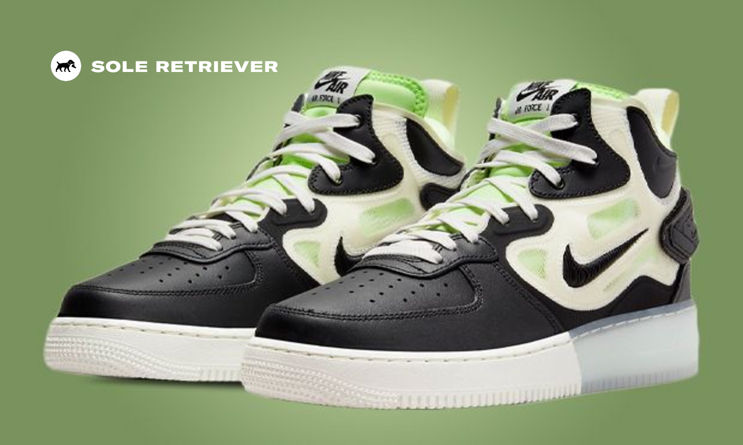 Black And Ghost Green Cover This Nike Air Force 1 Mid React - Sneaker News