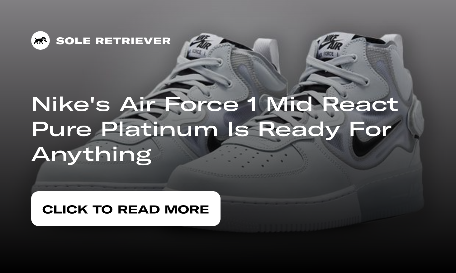 Nike Air Force 1 Mid React Pure Platinum Black White Sneakers