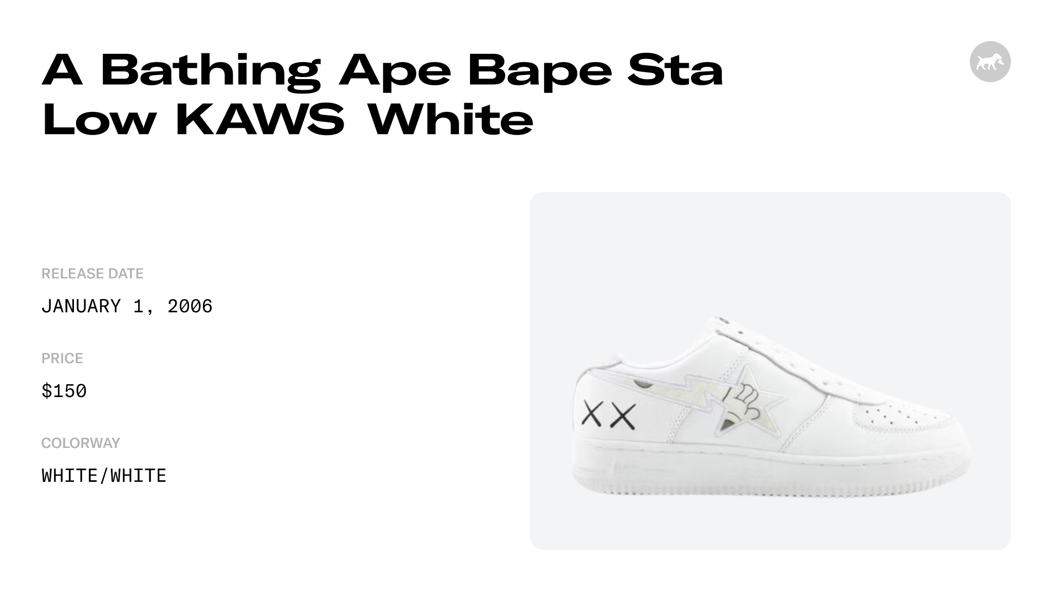 A Bathing Ape Bape Sta Low KAWS White - FS-001 439 Raffles and ...