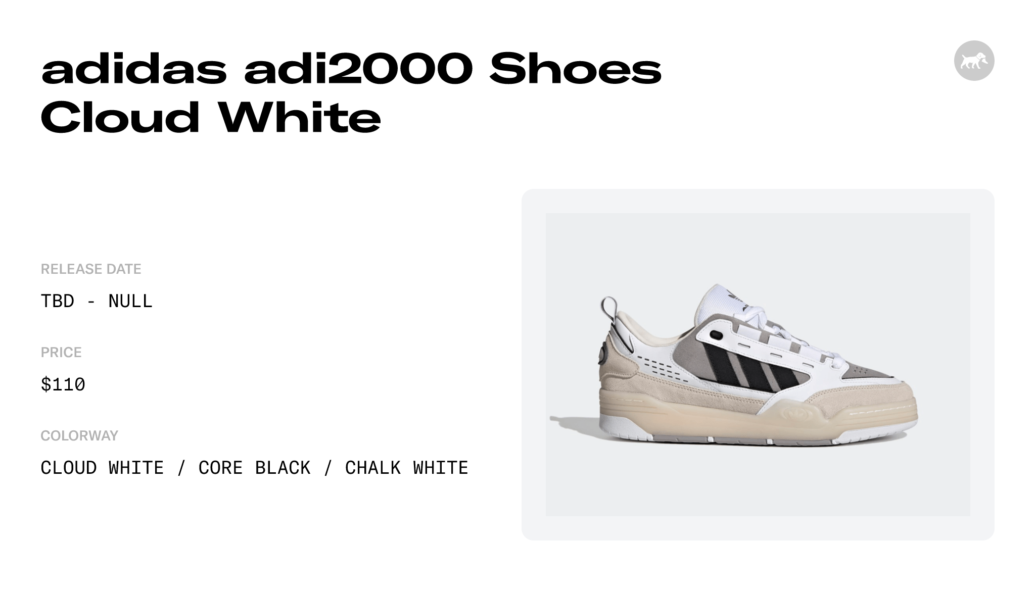 adidas adi2000 Shoes Cloud White Release GV9544 Raffles - Date and