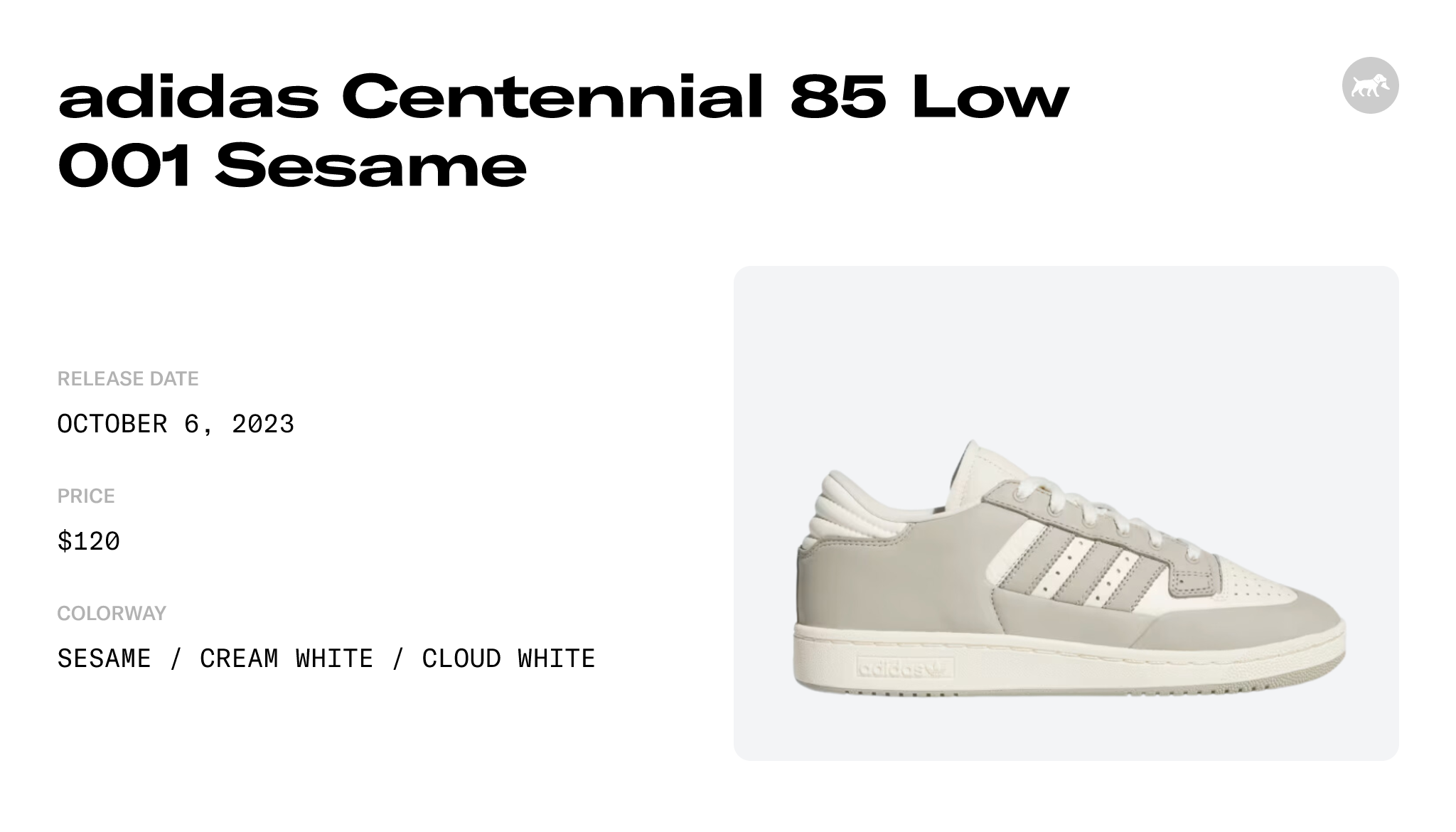 adidas Centennial 85 Low 001 Sesame - ID5774 Raffles and Release Date