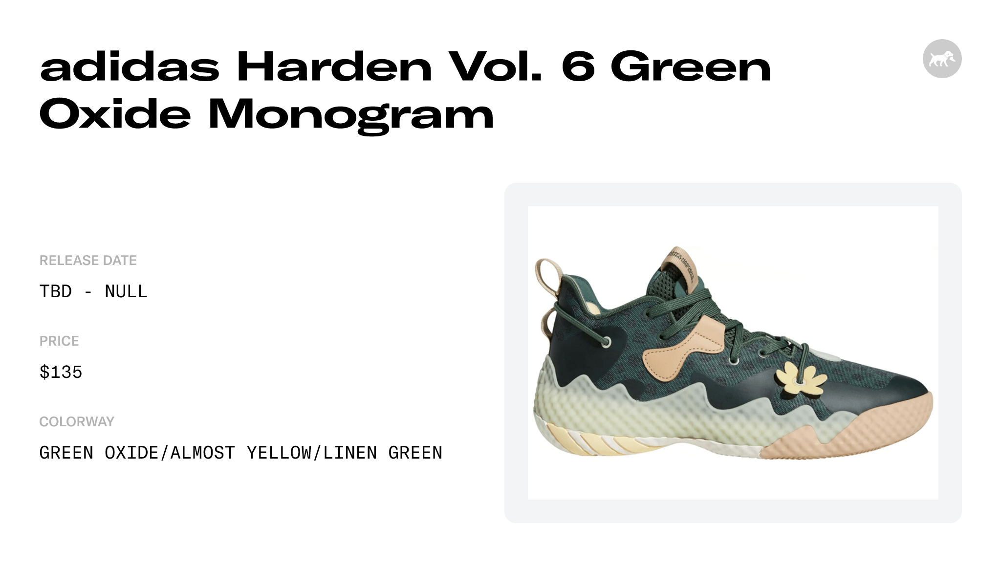 adidas Harden Vol. 6 Green Oxide Monogram - GW9032 Raffles and ...