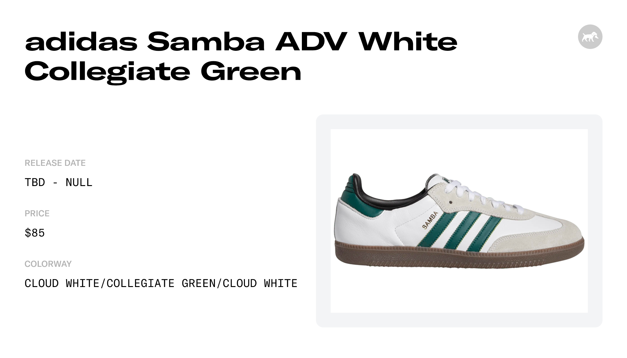 adidas Samba ADV White Collegiate Green - GY6940 Raffles and