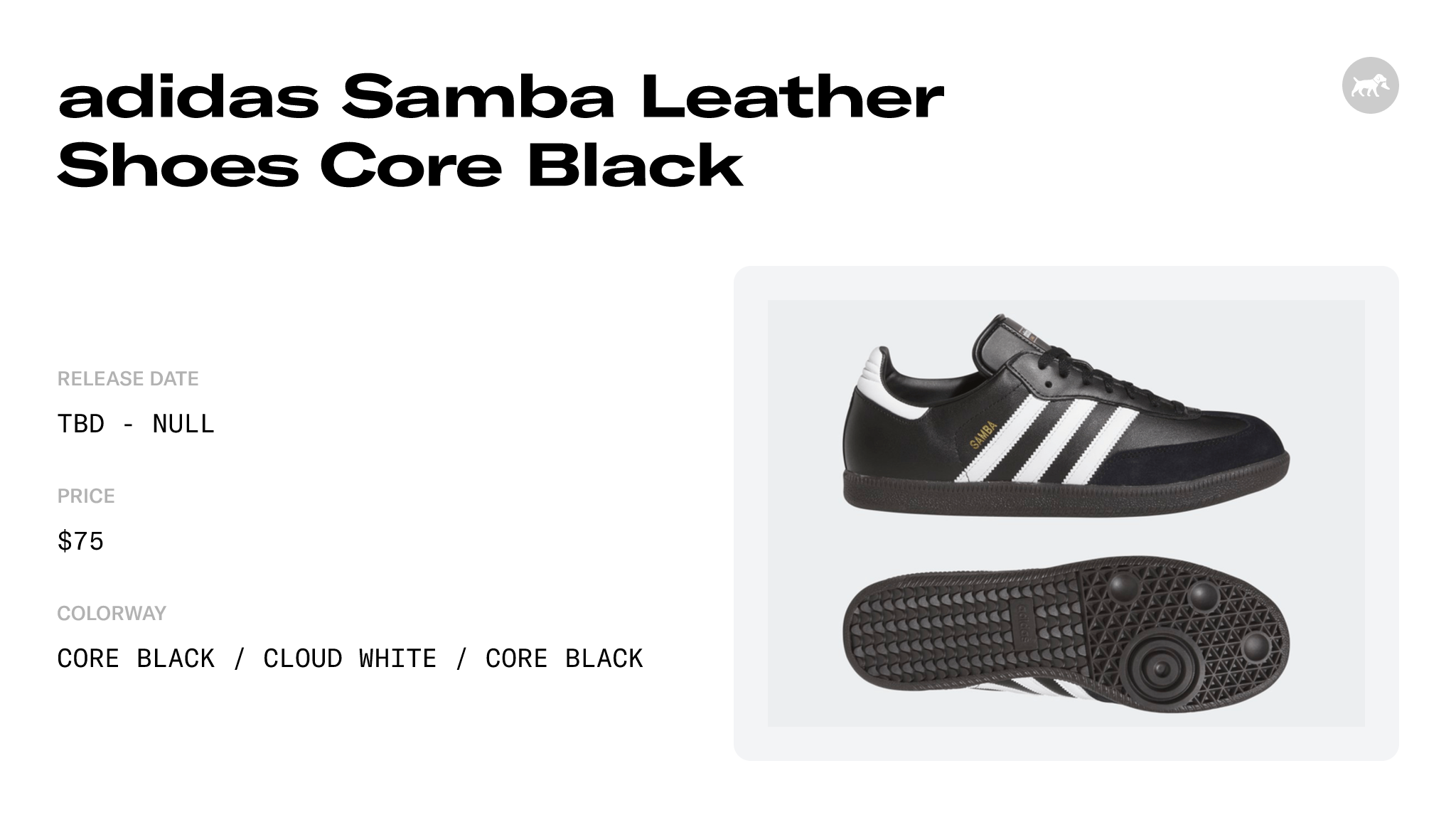 adidas Samba Leather Shoes Core Black - 019000 Raffles and Release