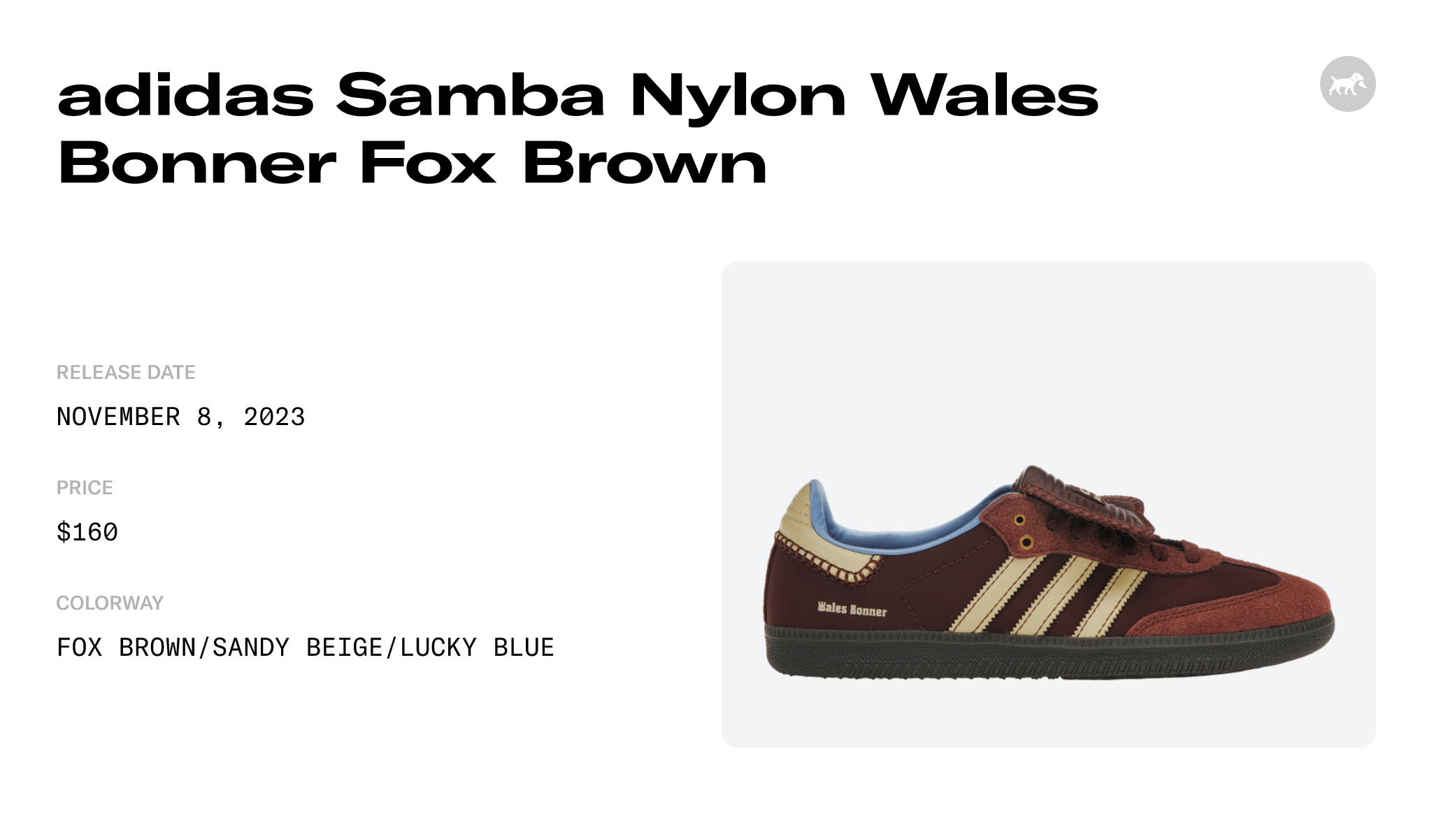 adidas Samba Nylon Wales Bonner Fox Brown - IE0579