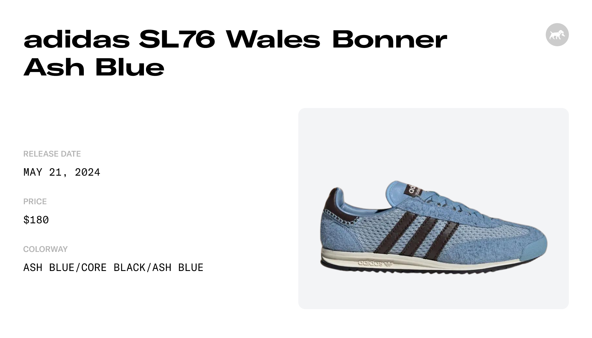 adidas SL76 Wales Bonner Ash Blue - IH3262 Raffles and Release Date
