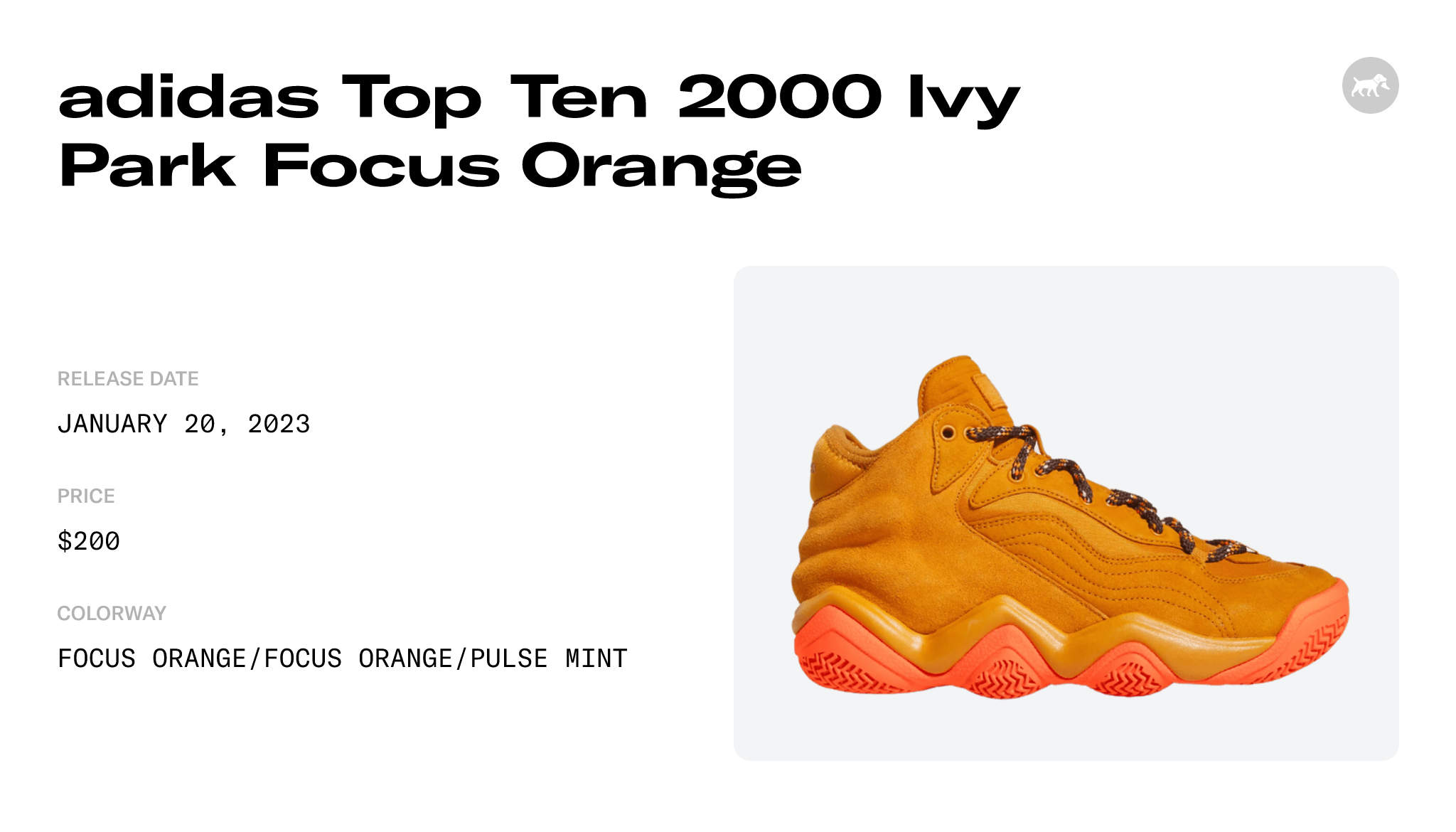 adidas Top Ten 2000 Ivy Park Focus Orange - ID5105 Raffles and