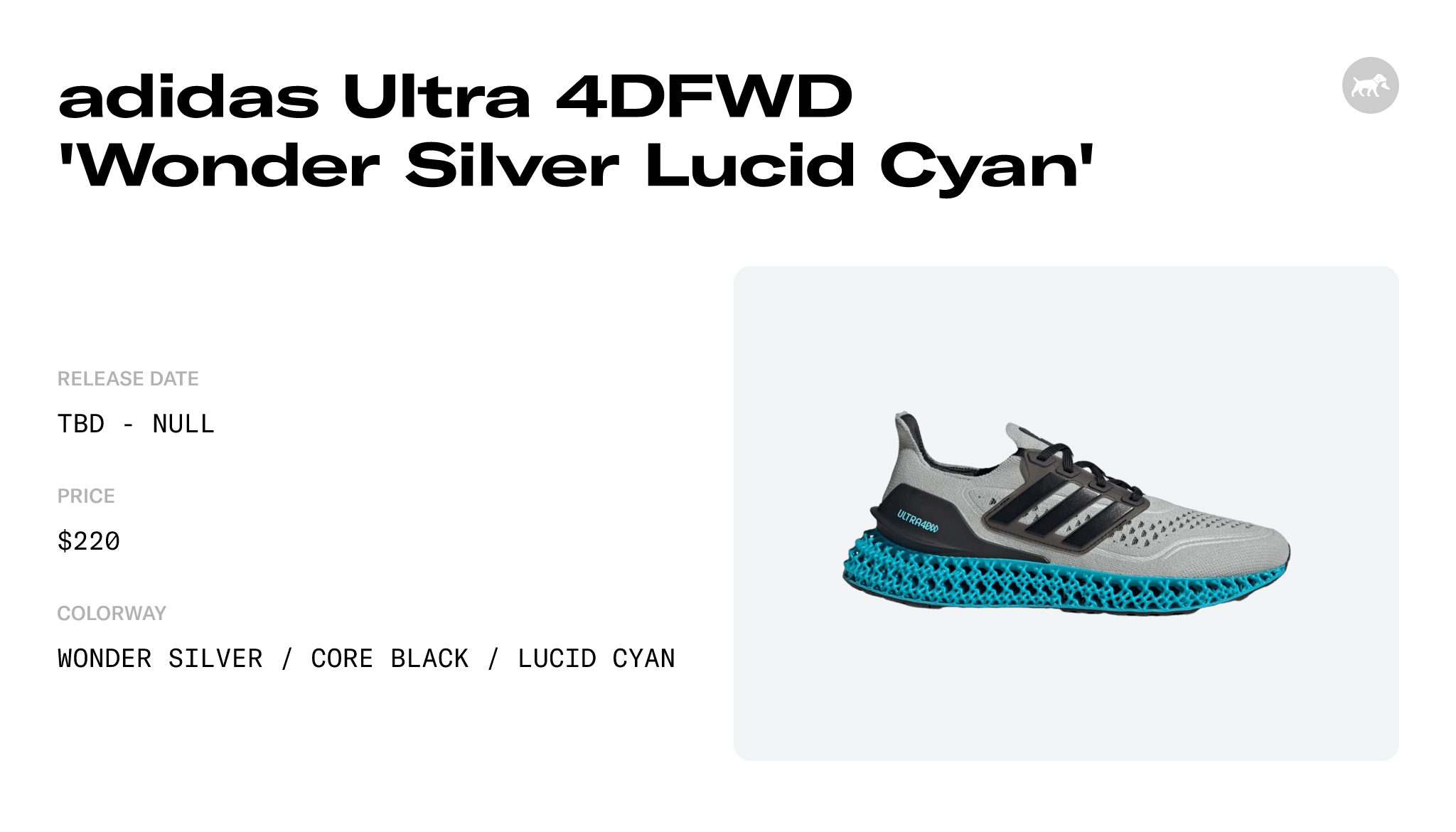 adidas Ultra 4DFWD 'Wonder Silver Lucid Cyan' - ID1688 Raffles and 