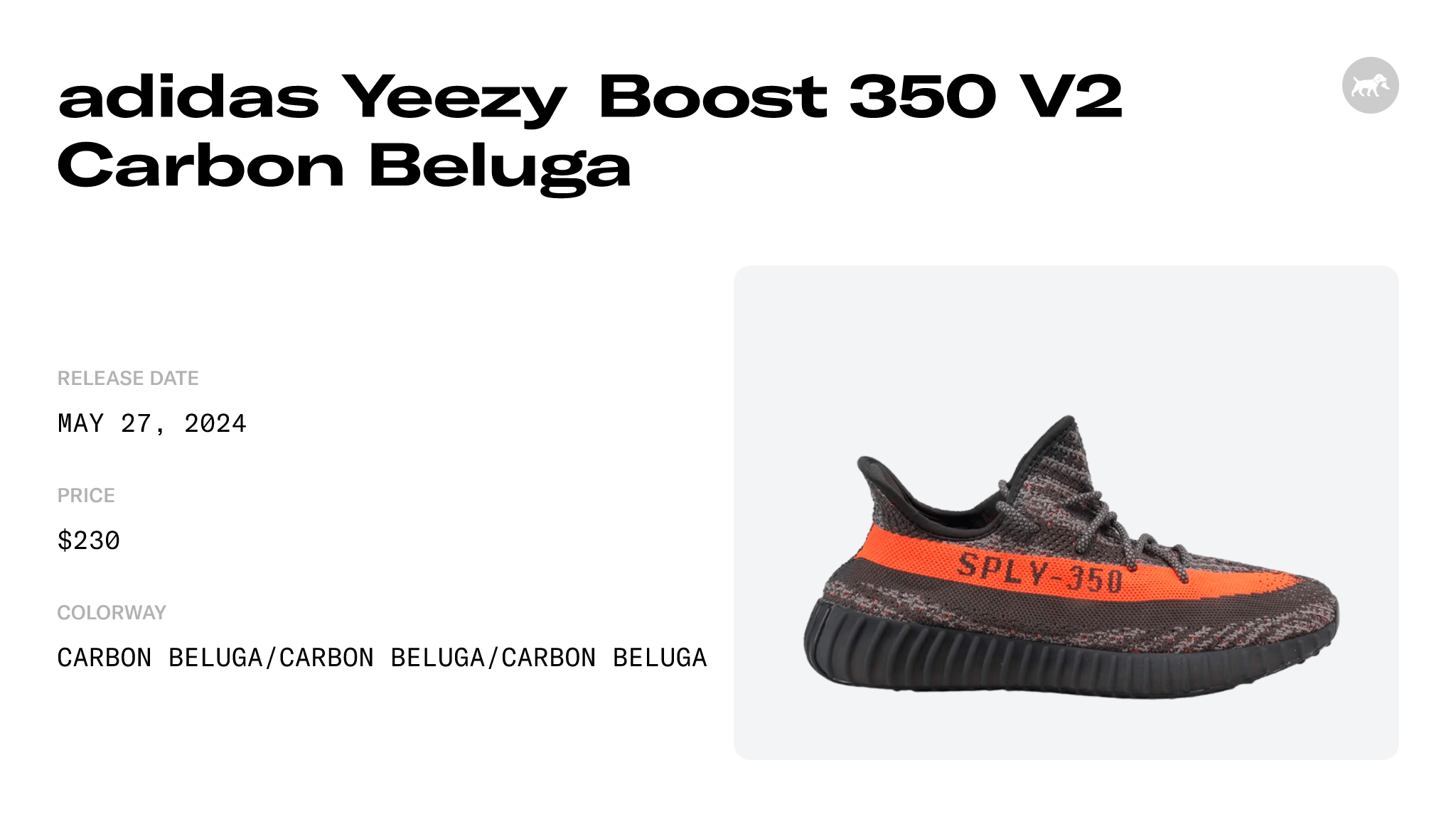 adidas Yeezy Boost 350 V2 Carbon Beluga Men's - HQ7045 - US