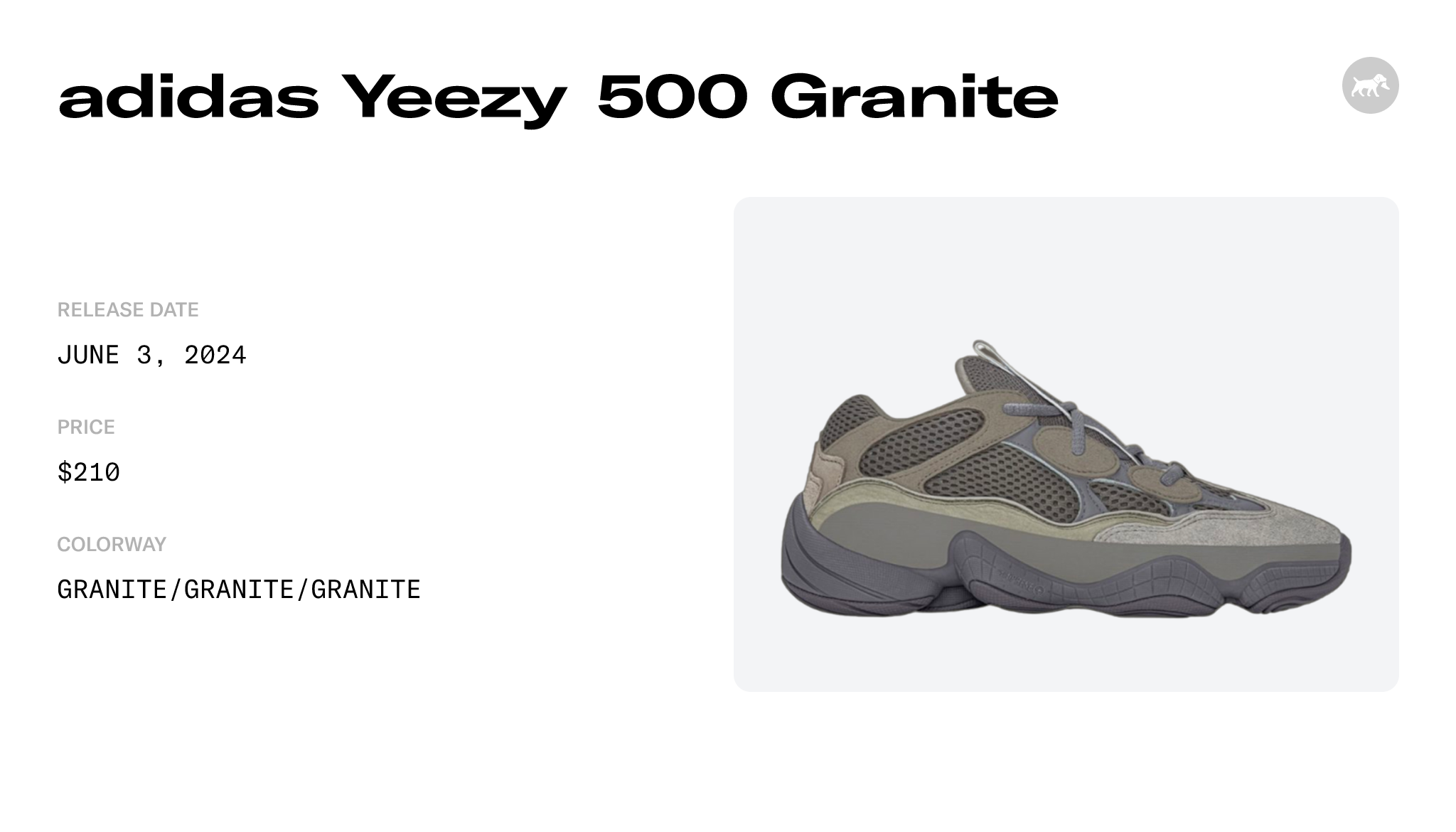 adidas Yeezy 500 Granite - GW6373 Raffles and Release Date