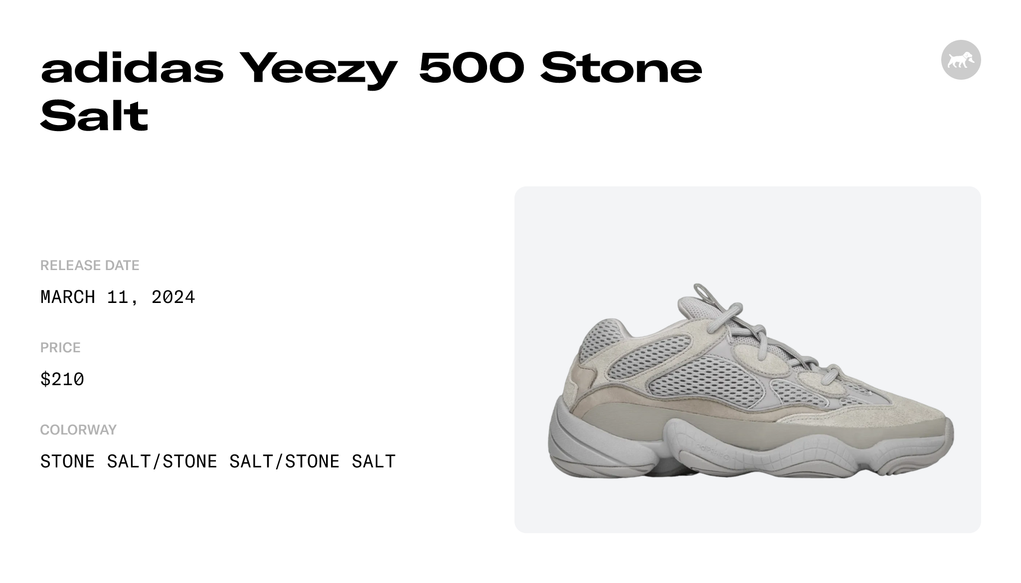 adidas Yeezy 500 Stone Salt - IE4783 Raffles and Release Date