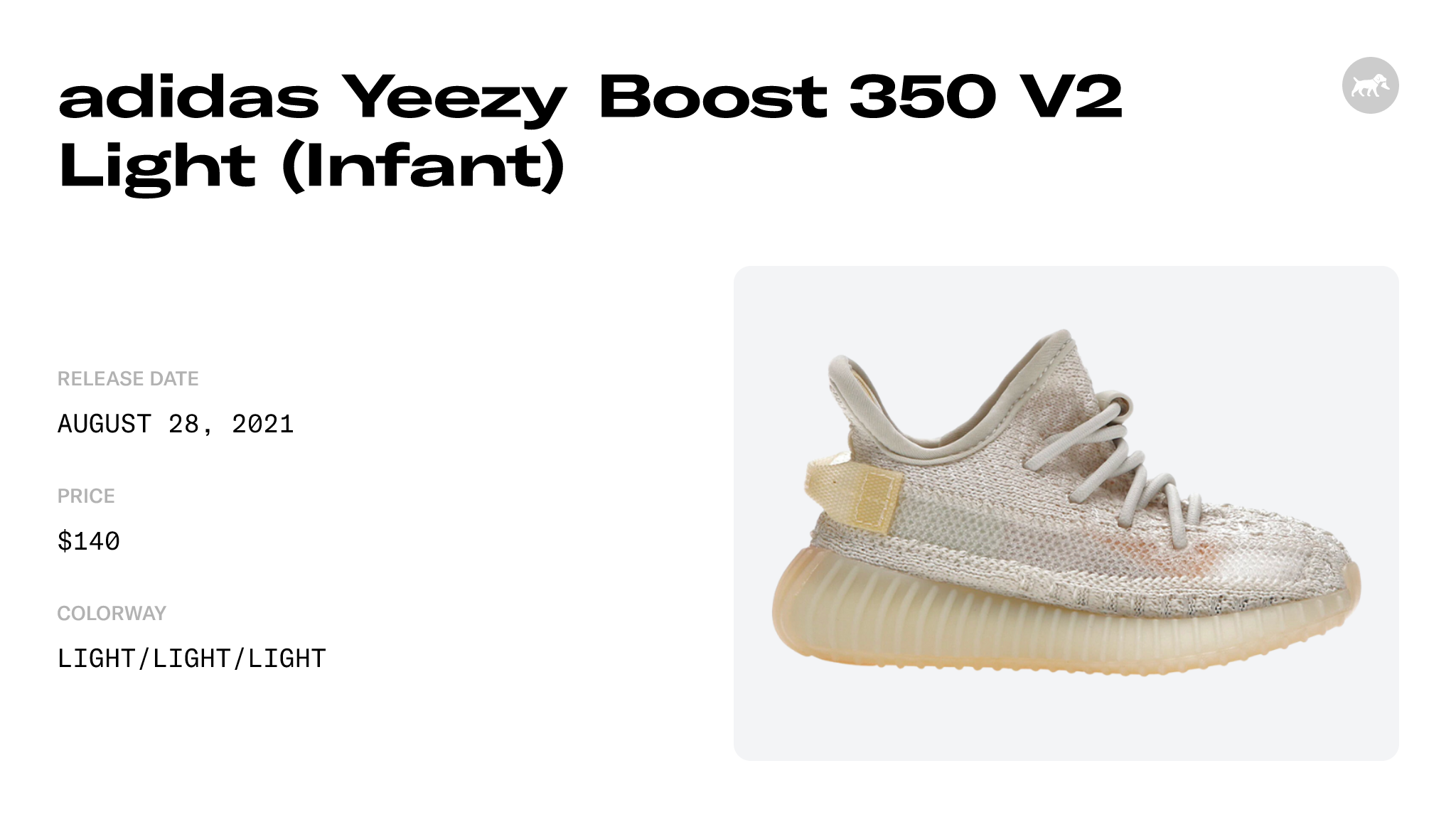 adidas Yeezy Boost 350 V2 Light (Infant) - GY3440 Raffles and Release Date