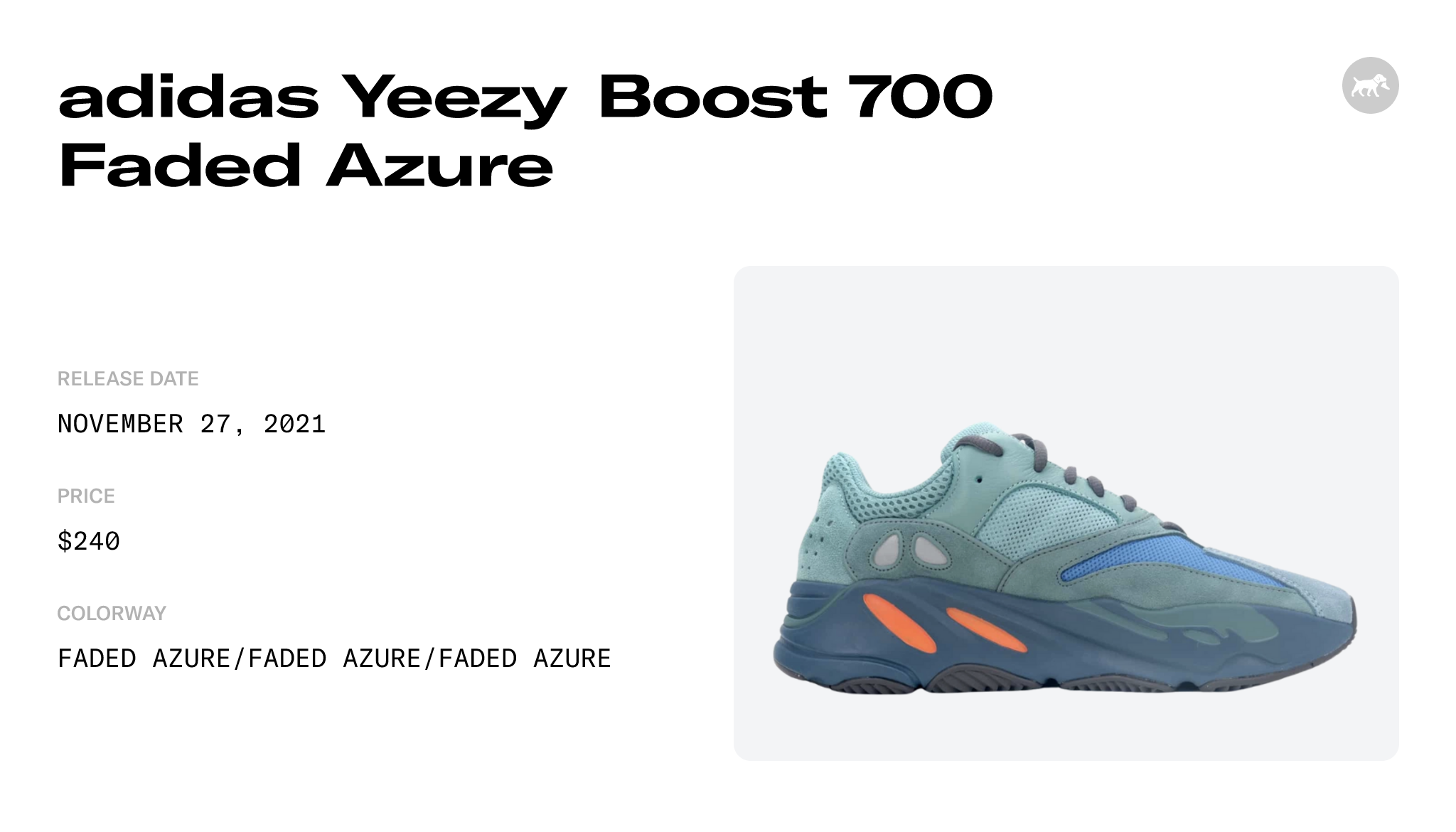 adidas Yeezy Boost 700 Faded Azure - GZ2002 Raffles and Release Date