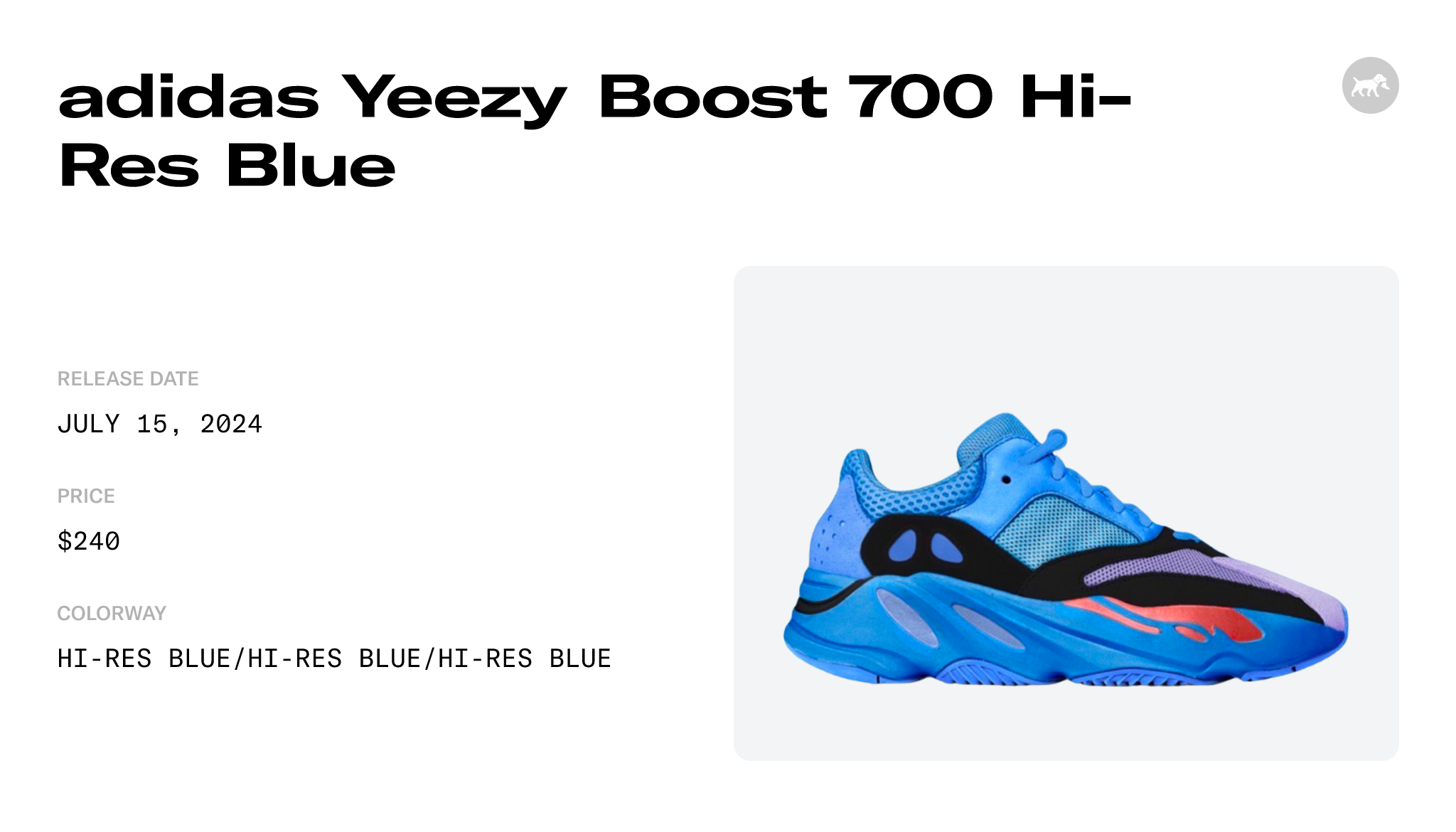 adidas Yeezy Boost 700 Hi-Res Blue - HP6674 Raffles and Release Date
