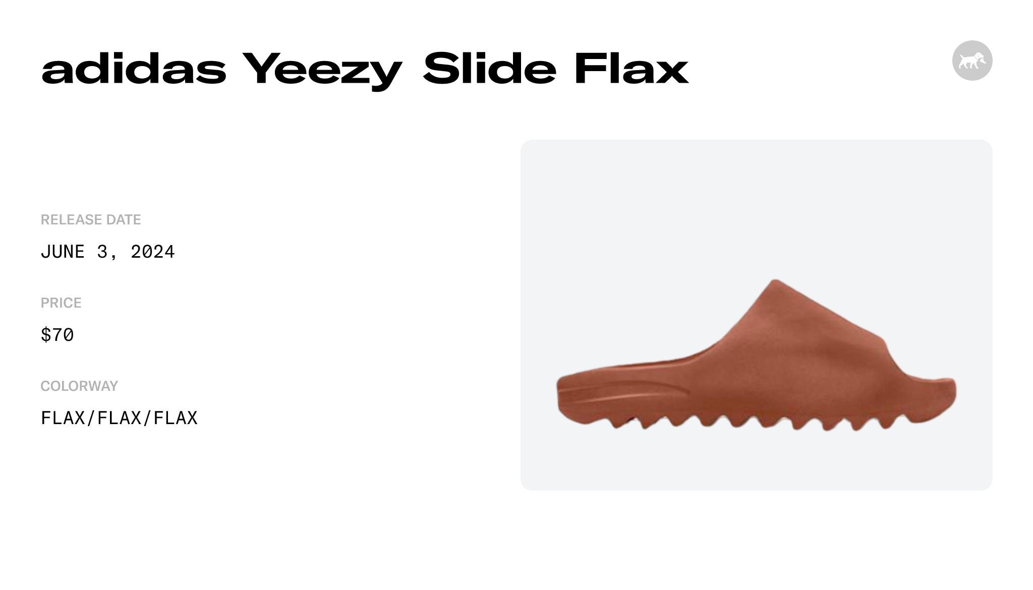  adidas Mens Yeezy Slide FZ5896 Flax - Size 4