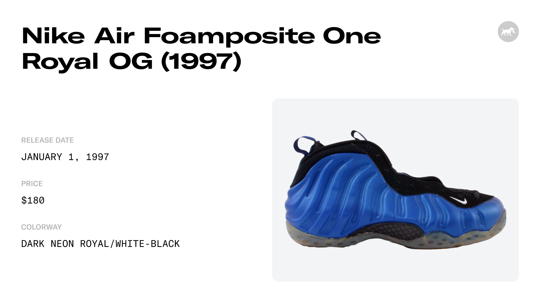 Nike Air Foamposite One Royal OG (1997) - 830017-511 Raffles and Release  Date