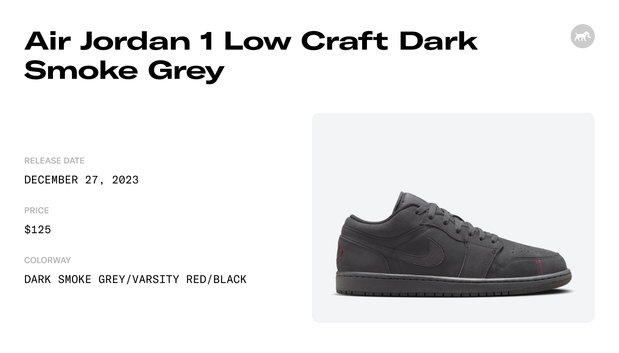 Air Jordan 1 Low Craft Dark Smoke Grey - FD8635-001 Raffles and Release Date