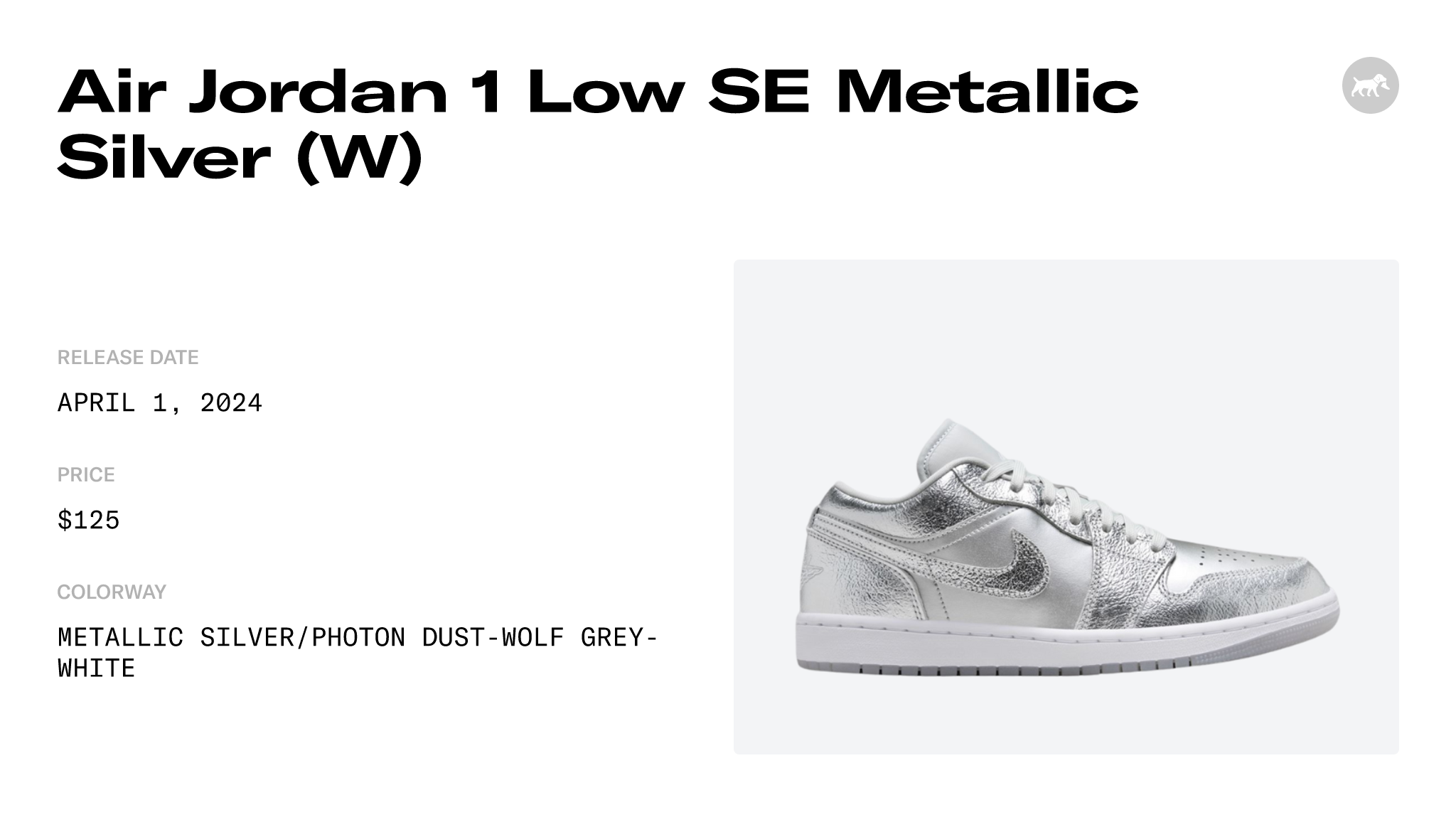 Air Jordan 1 Low SE Metallic Silver (W) - FN5030-001