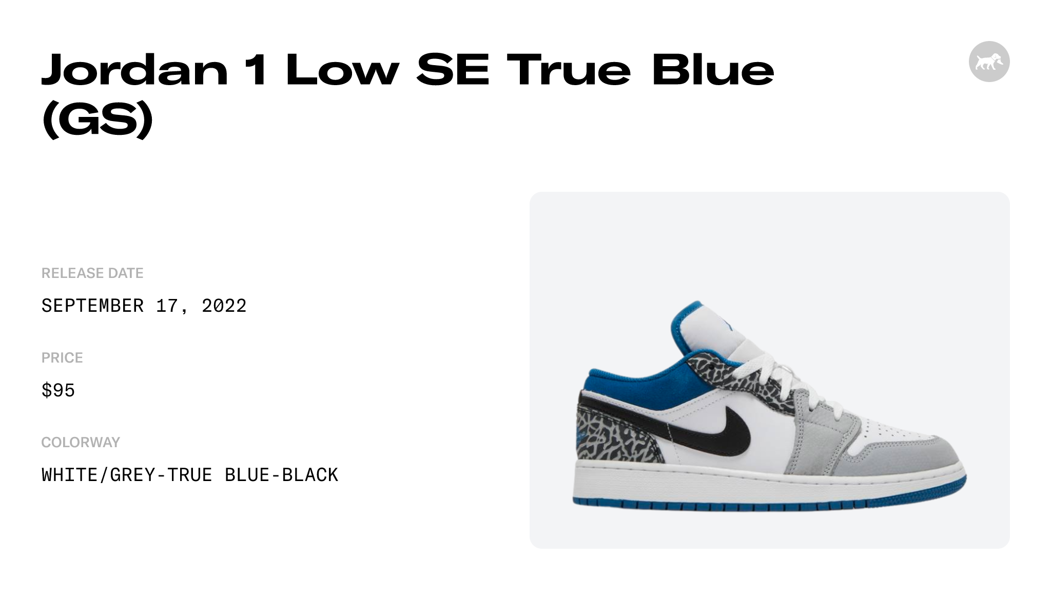 Jordan 1 Low SE True Blue (GS) - DQ2514-140 Raffles and Release Date