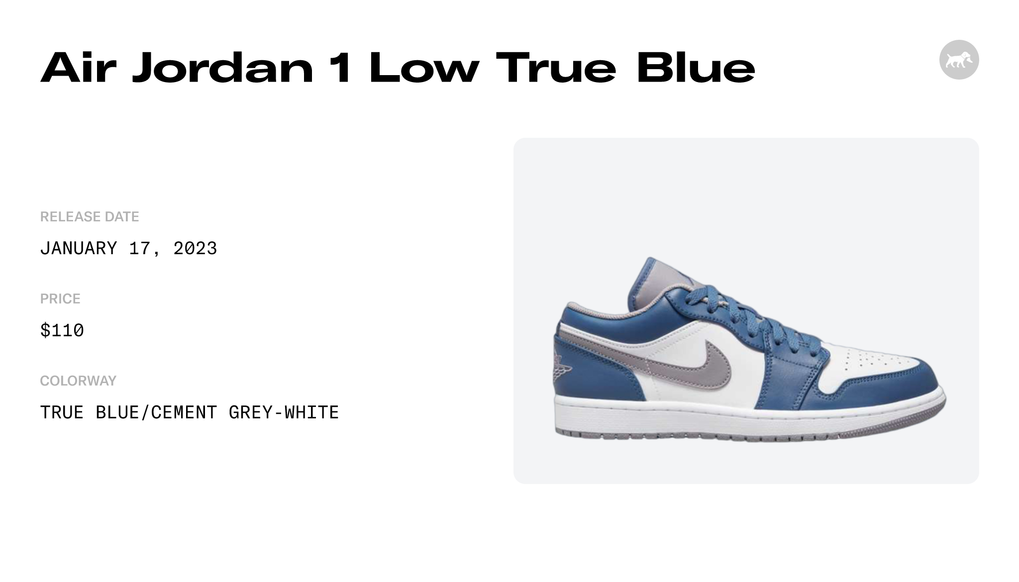 Buy Air Jordan 1 Low 'True Blue Cement' - 553558 412