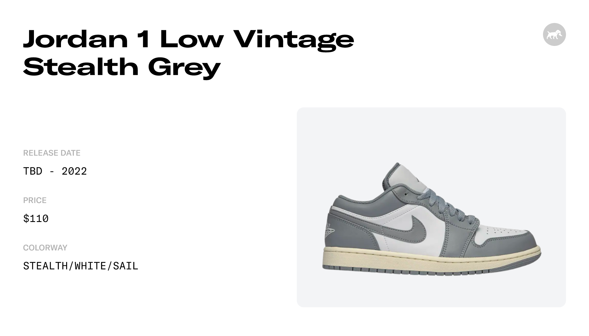 Jordan 1 Low Vintage Stealth Grey - 553558-053 Raffles and Release 