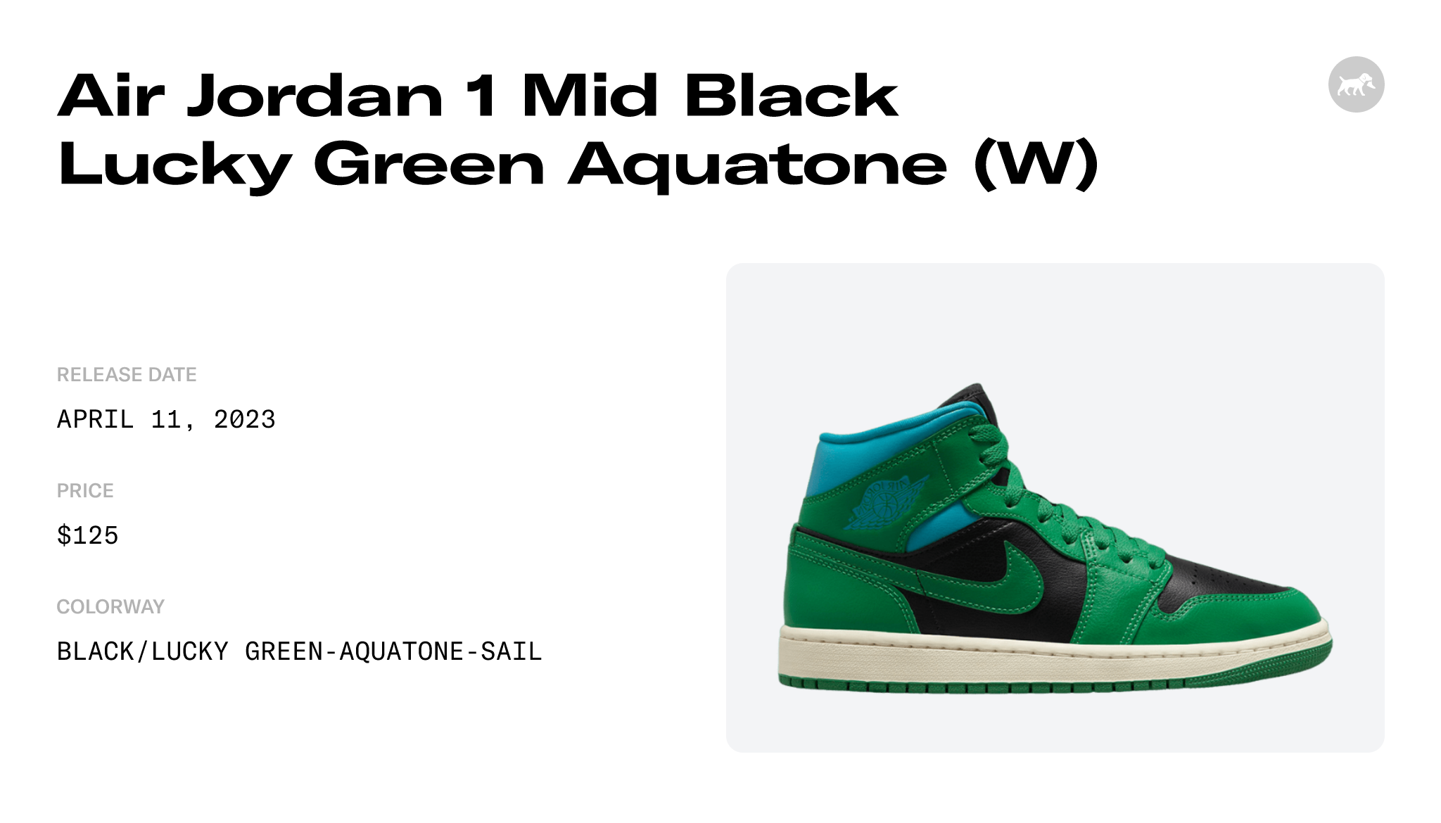 Air Jordan 1 Mid Black Lucky Green Aquatone (W) - BQ6472-033