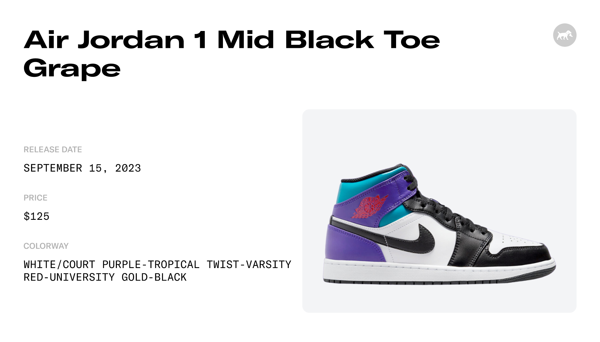 Air Jordan 1 Mid Black Toe Grape - DQ8426-154 Raffles and Release Date