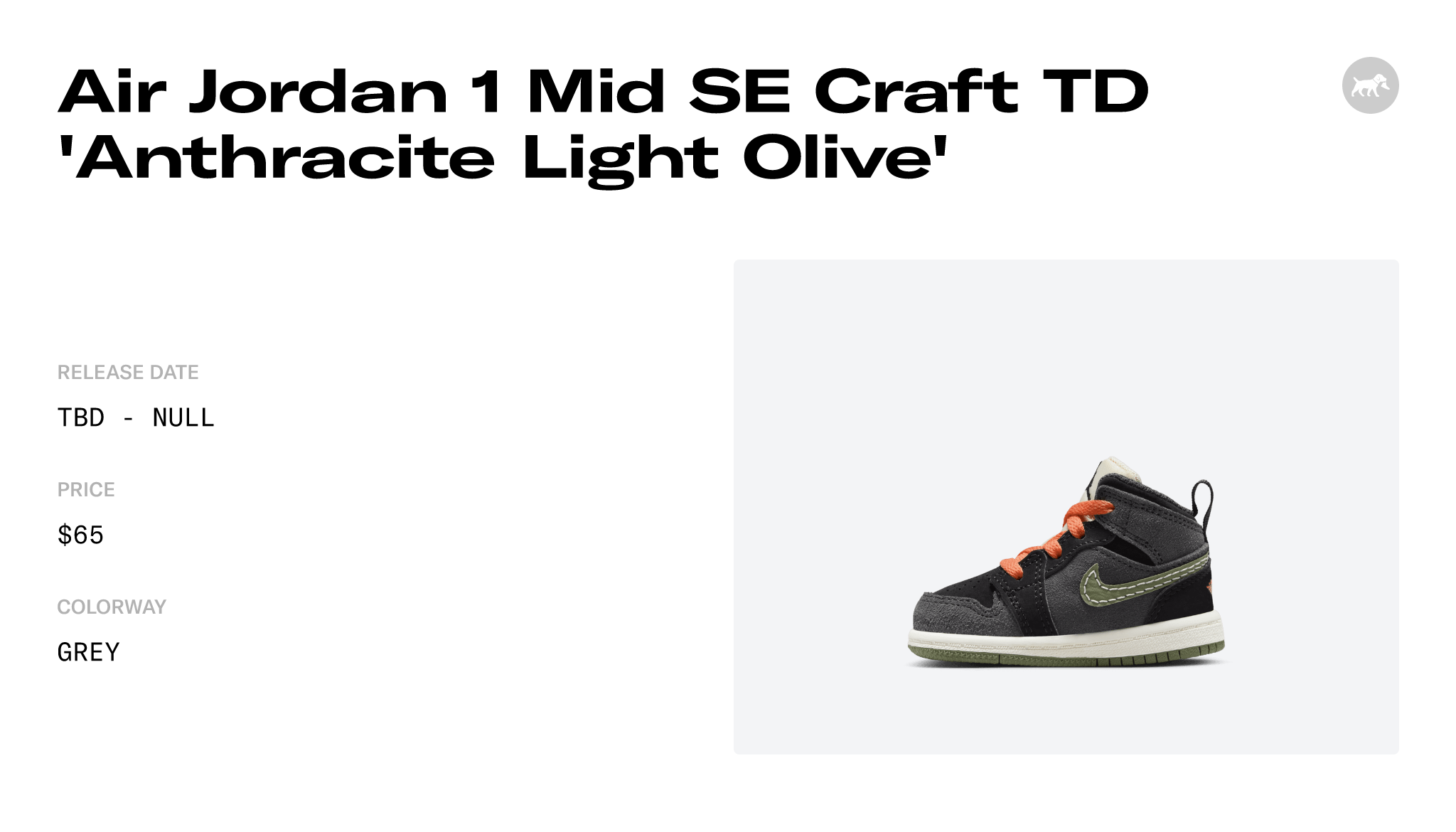 Air Jordan 1 Mid SE Craft TD 'Anthracite Light Olive' - FD9093-003 ...