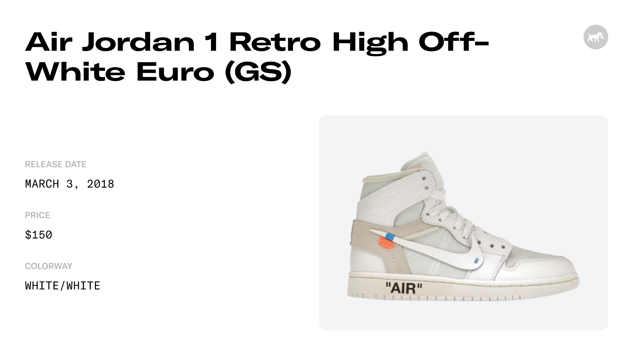 Jordan 1 Retro High Off-White Euro (GS) Kids' - AQ8296-100 - US