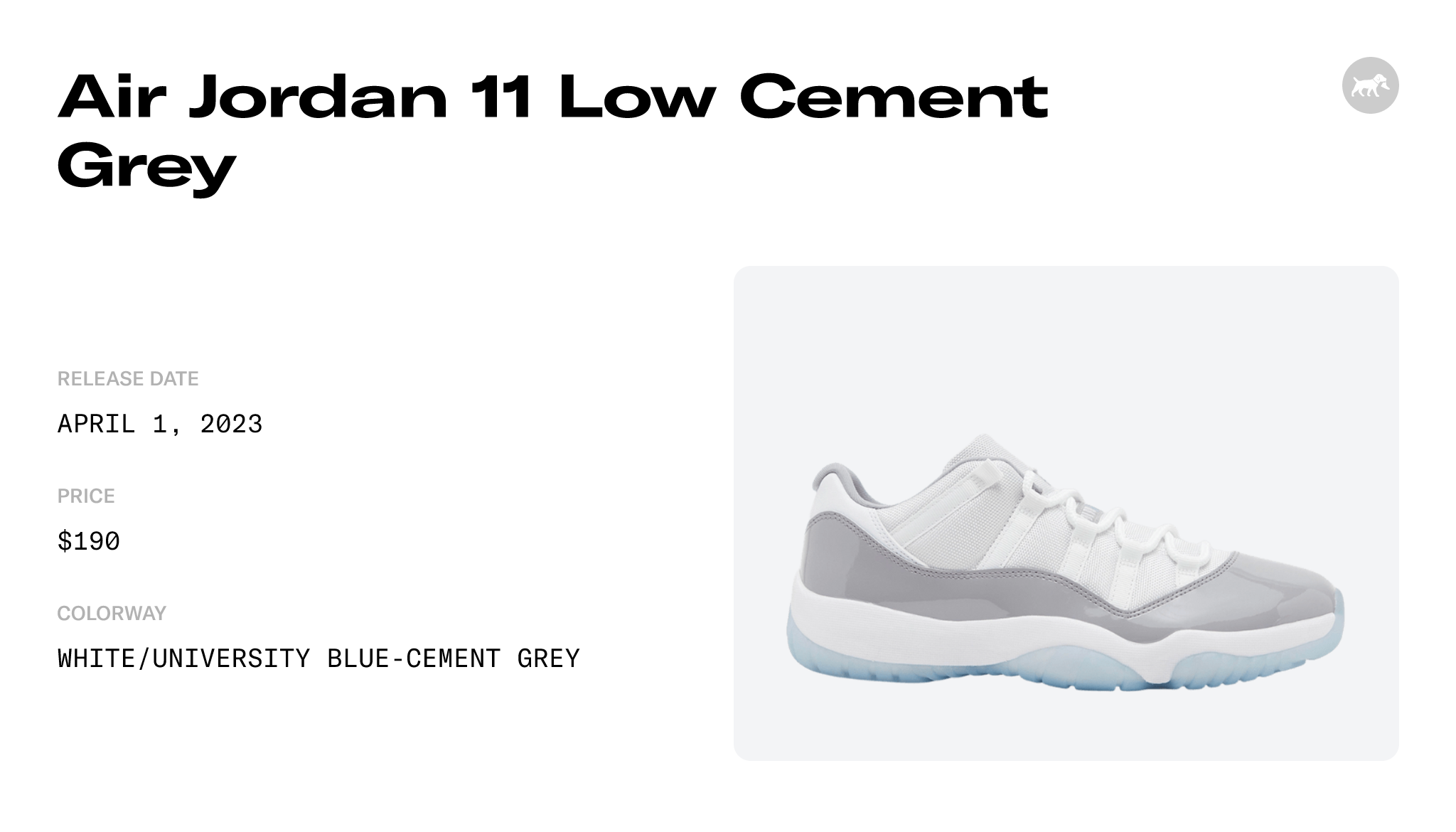 Air Jordan 11 Low 'Cement Grey', AV2187-140