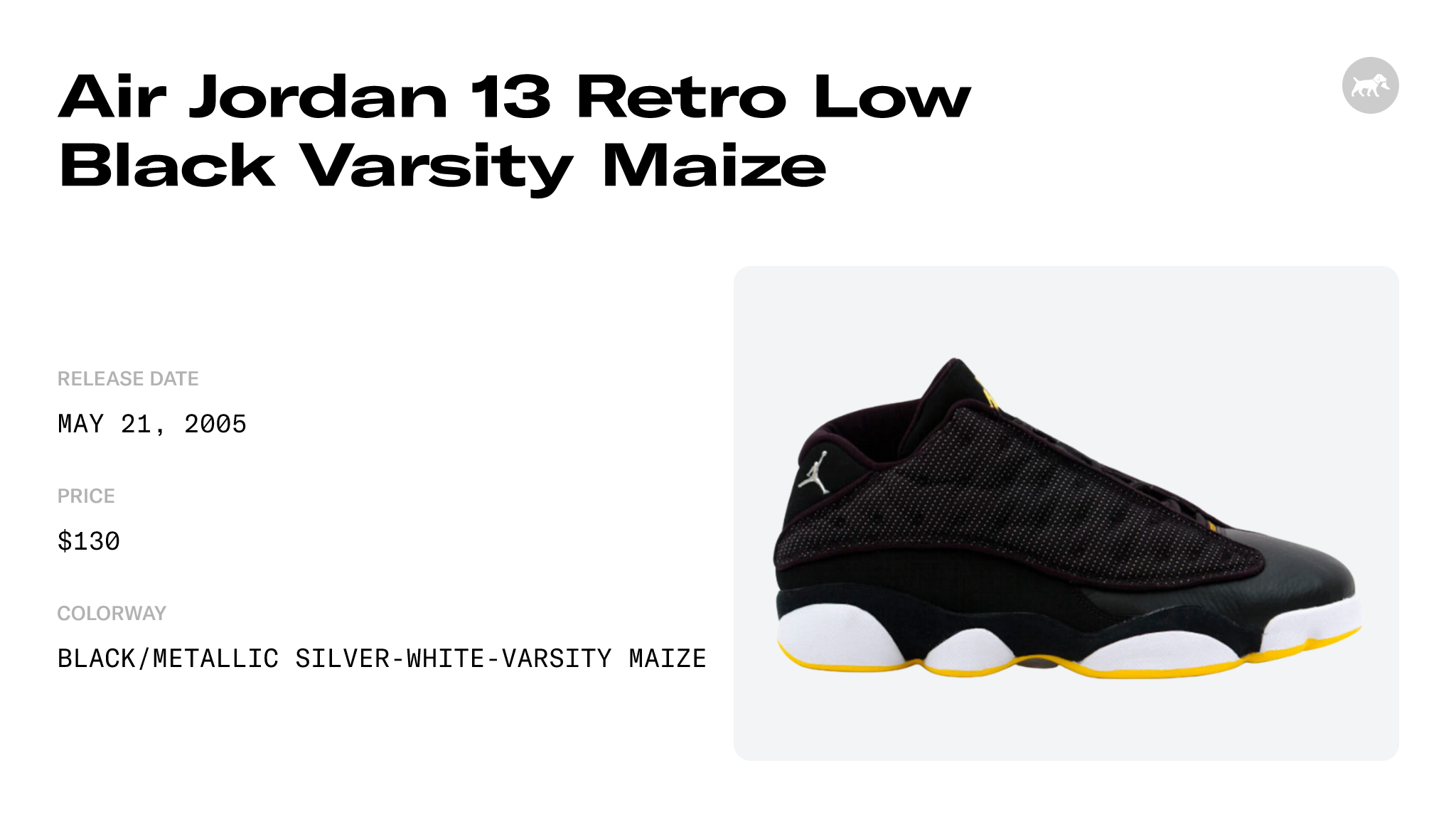 Jordan 13 Retro Low Black Varsity Maize Men's - 310810-001 - US