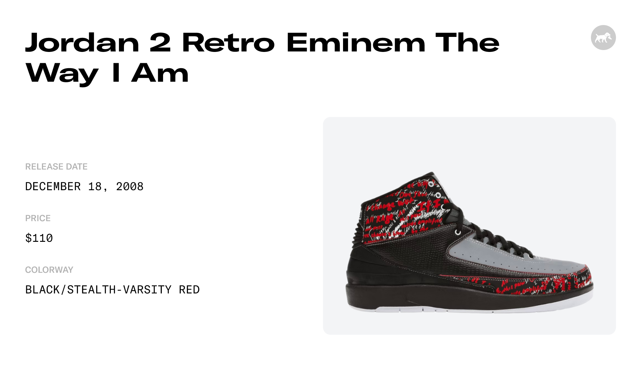 Air Jordan 2 Retro 'Eminem' - Air Jordan - 308308 002 -  black/stealth-varsity red