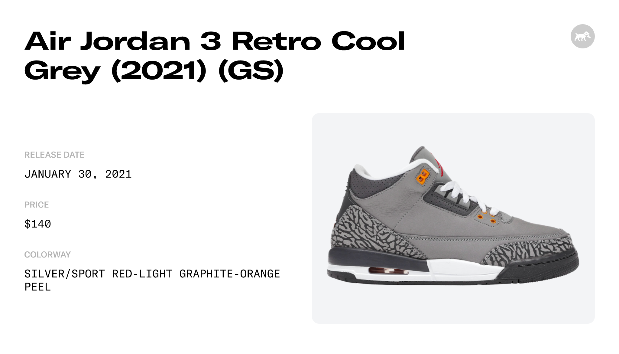 Air Jordan 3 Retro Cool Grey 2021 GS, 398614-012