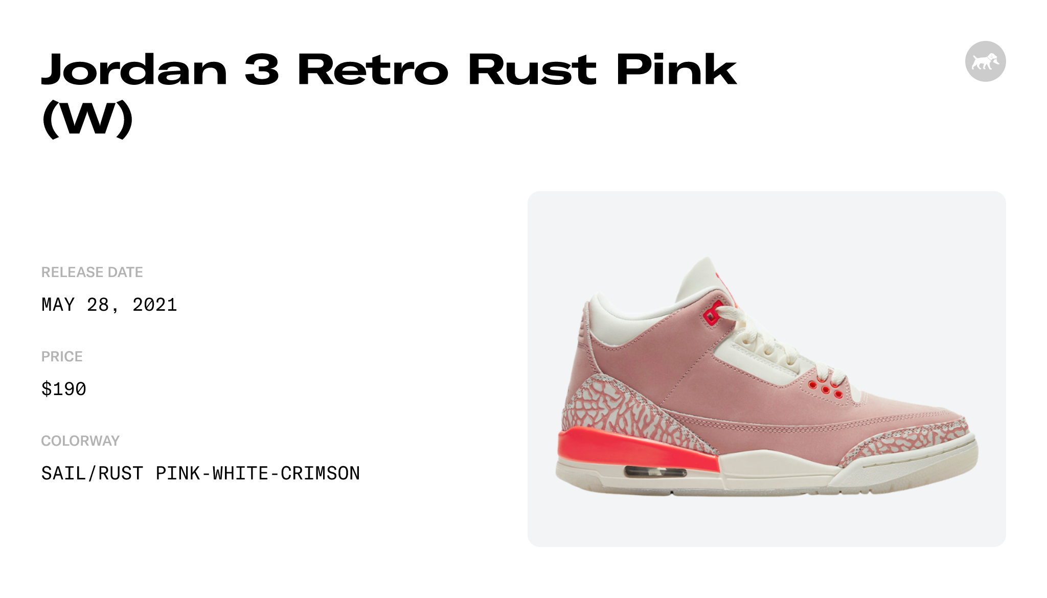 Jordan 3 Retro Rust Pink (W) - CK9246-600 Raffles and Release Date