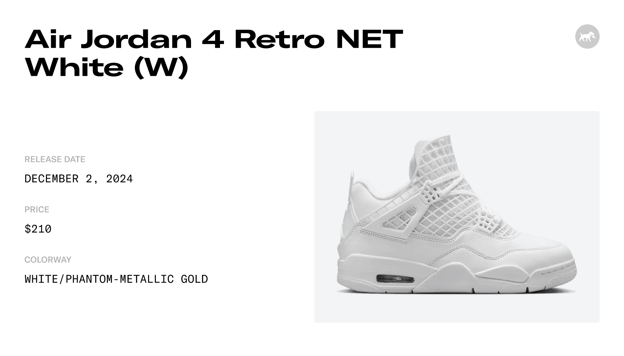 Air Jordan 4 Retro NET White (W) - FN7251-107 Release Info