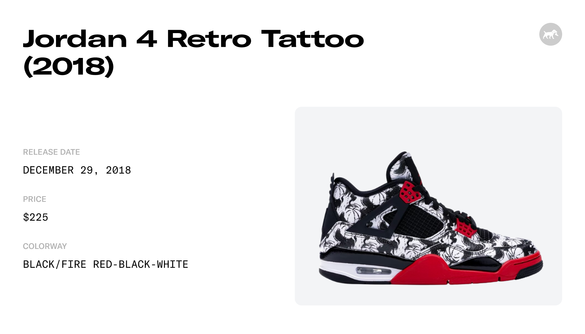 Jordan 4 Retro Tattoo (2018) - BQ0897-006 Raffles and Release Date