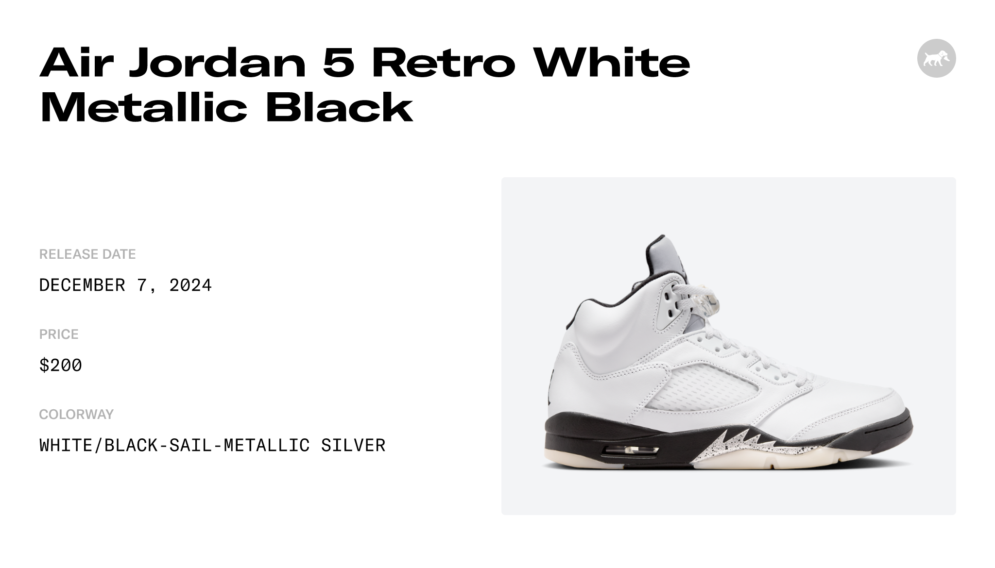 Air Jordan 5 Retro White Metallic Black - DD0587-110 Release Info