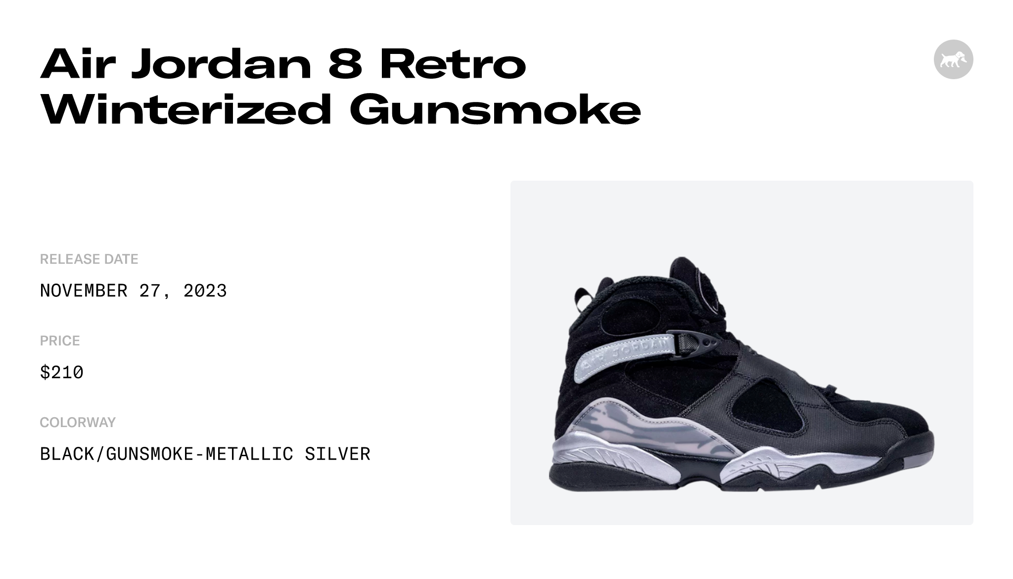 Air Jordan 8 Retro Winterized Gunsmoke - FD1334-001 Raffles and 