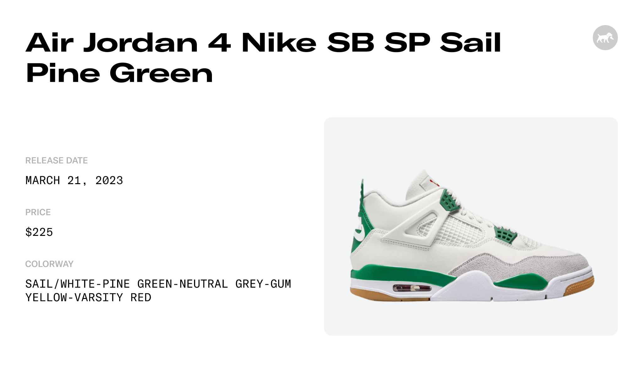 Nike SB Air Jordan 4 Retro SP Skate Shoes - Sail/Pine Green/Neutral  Grey/White