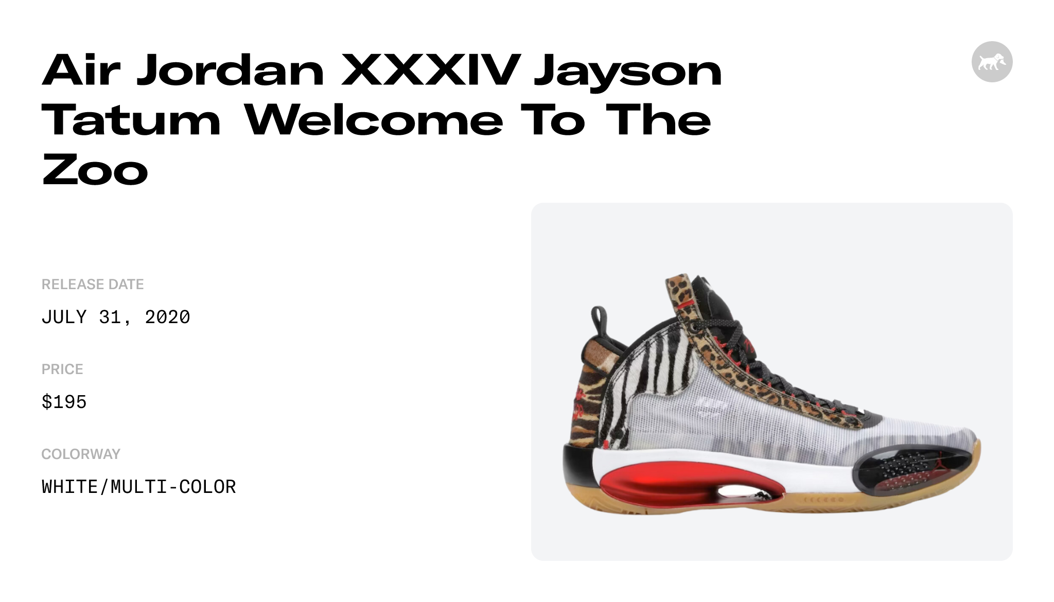 Air Jordan XXXIV Jayson Tatum To The Zoo DA1899900 Raffles