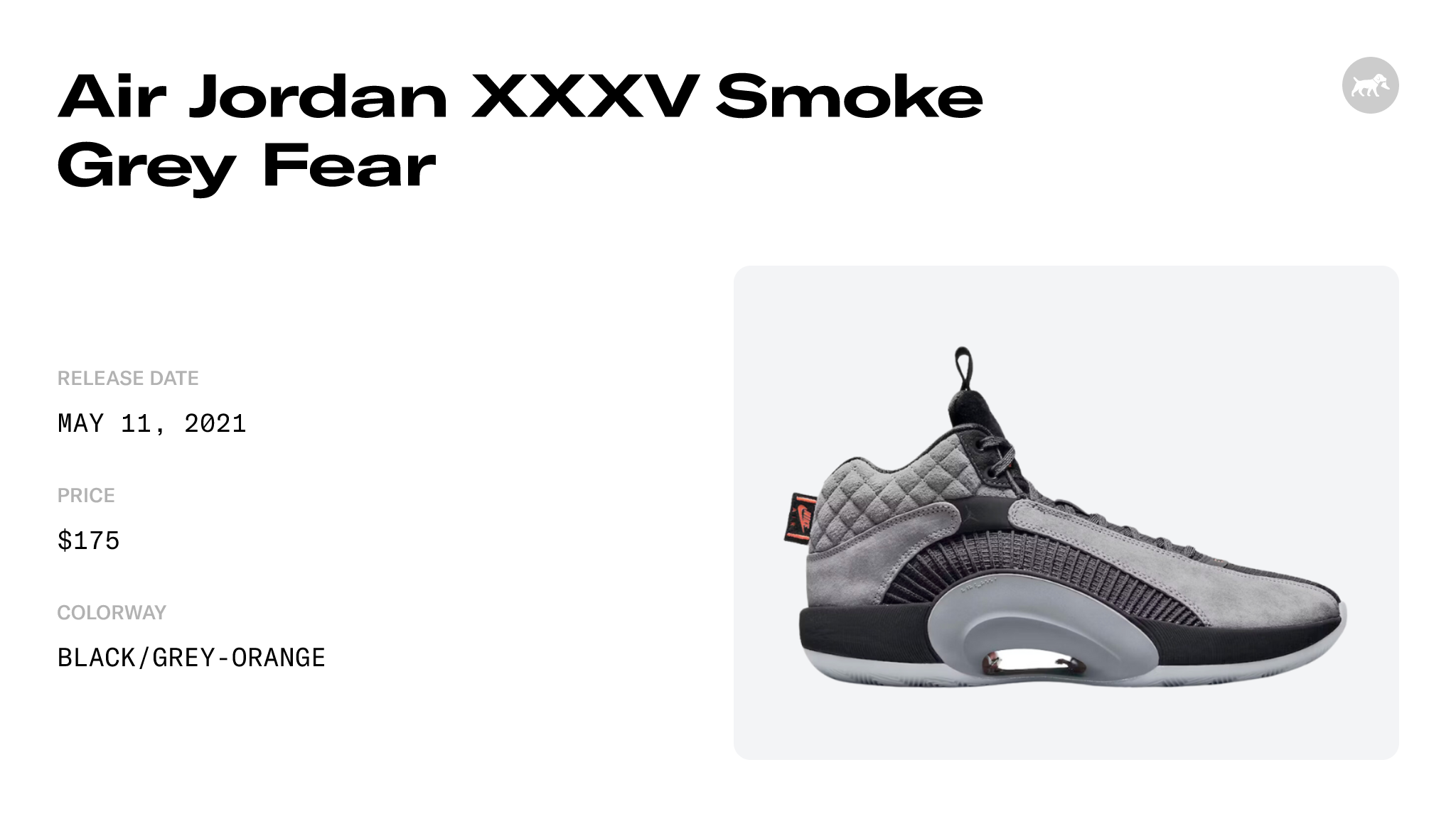 Air Jordan XXXV Smoke Grey Fear - DJ6166-006 Raffles and Release Date