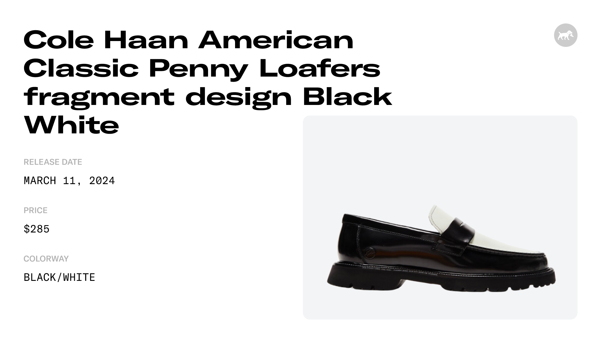 Cole Haan American Classic Penny Loafers fragment design Black White  Raffles and Release Date