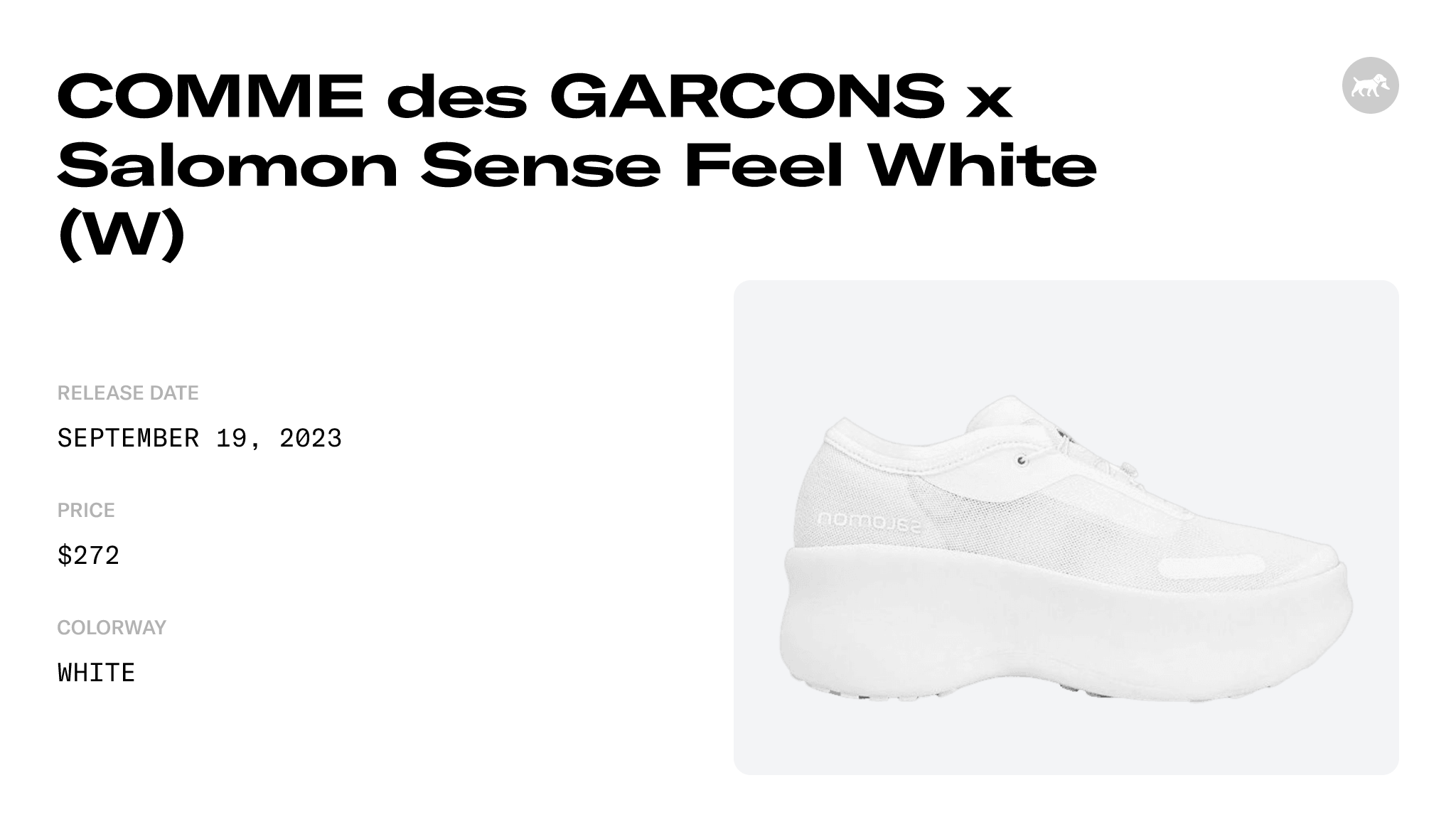 COMME des GARCONS x Salomon Sense Feel White (W) - L41564700 Raffles and  Release Date