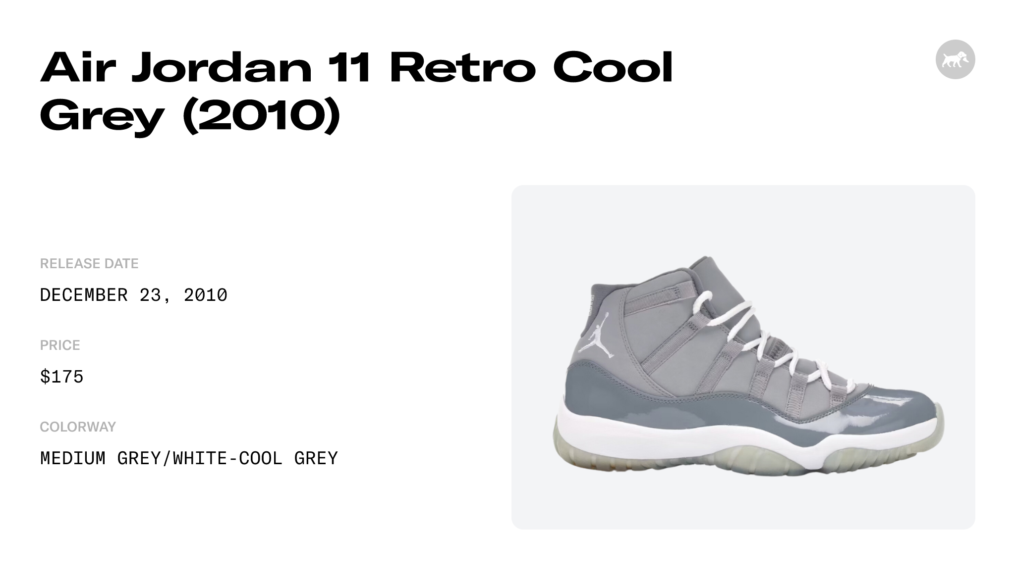 Air Jordan 11 Retro Cool Grey (2010) - 378037-001 Raffles and Release Date