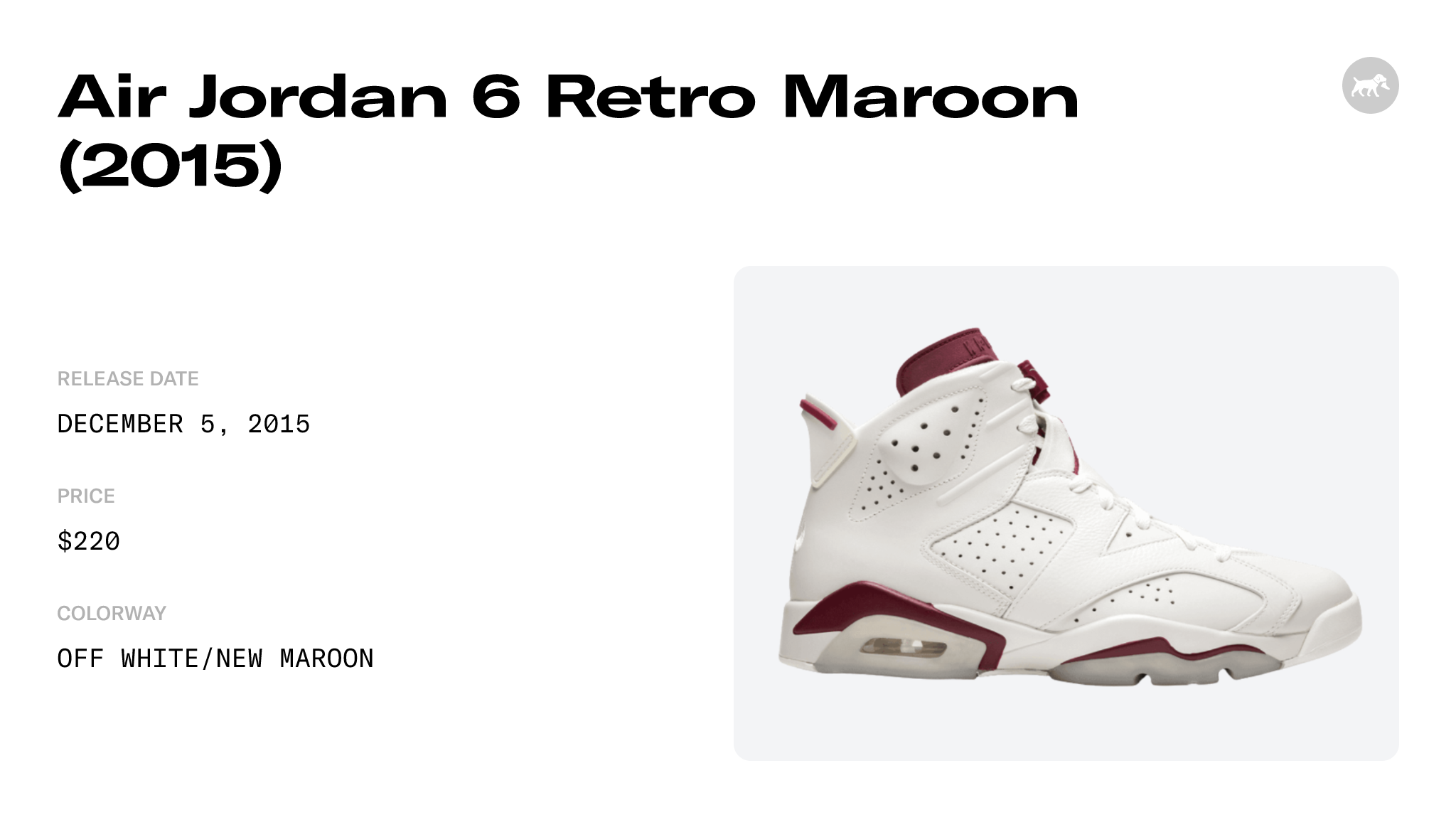 Air Jordan 6 Retro Maroon (2015) - 384664-116 Raffles and Release Date