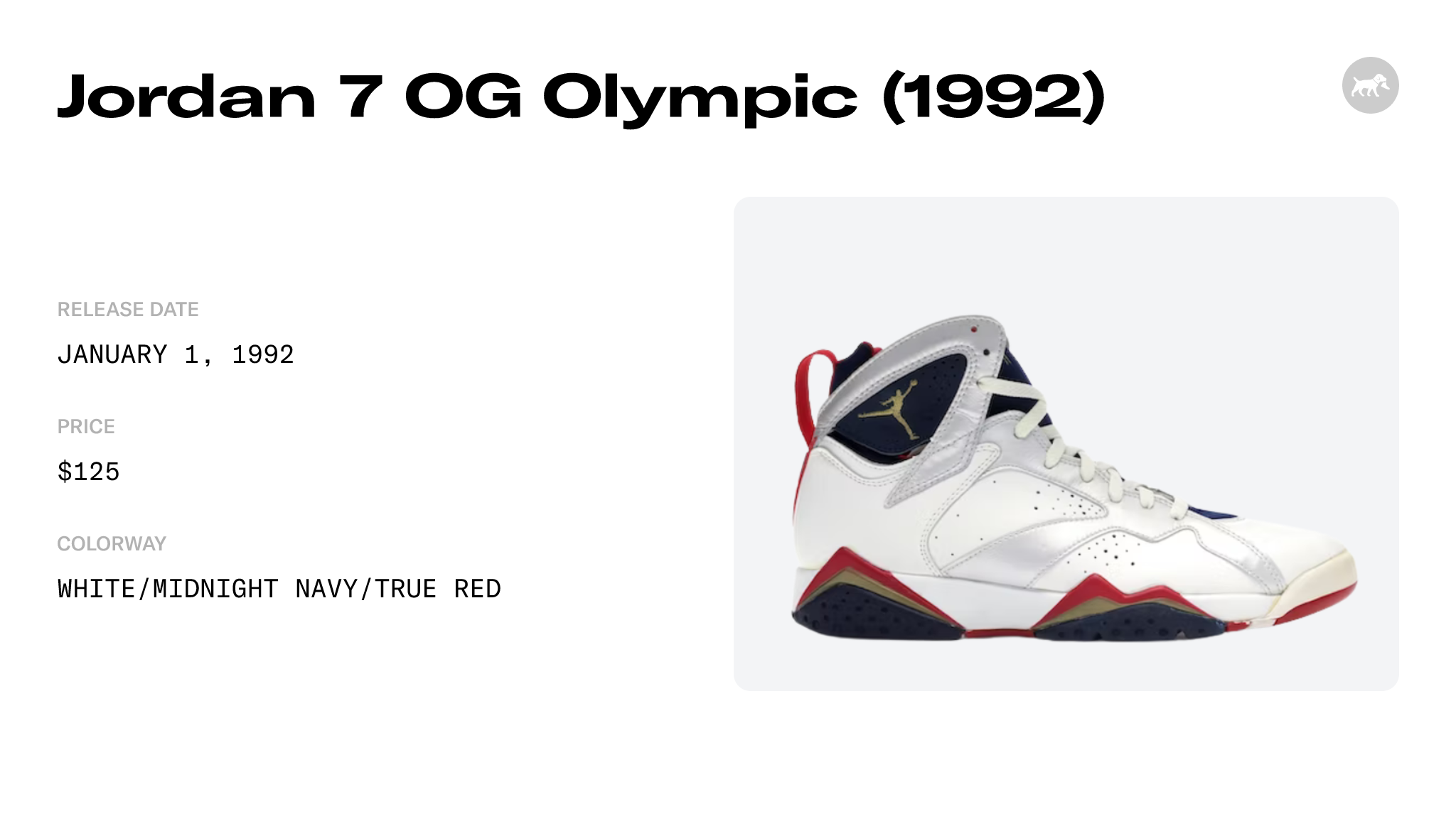 Jordan 7 OG Olympic (1992) - 130157-110 Raffles and Release Date