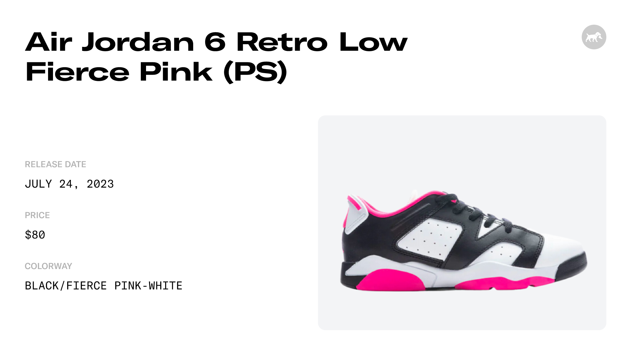 Air Jordan 6 Low GS Fierce Pink 768878-061