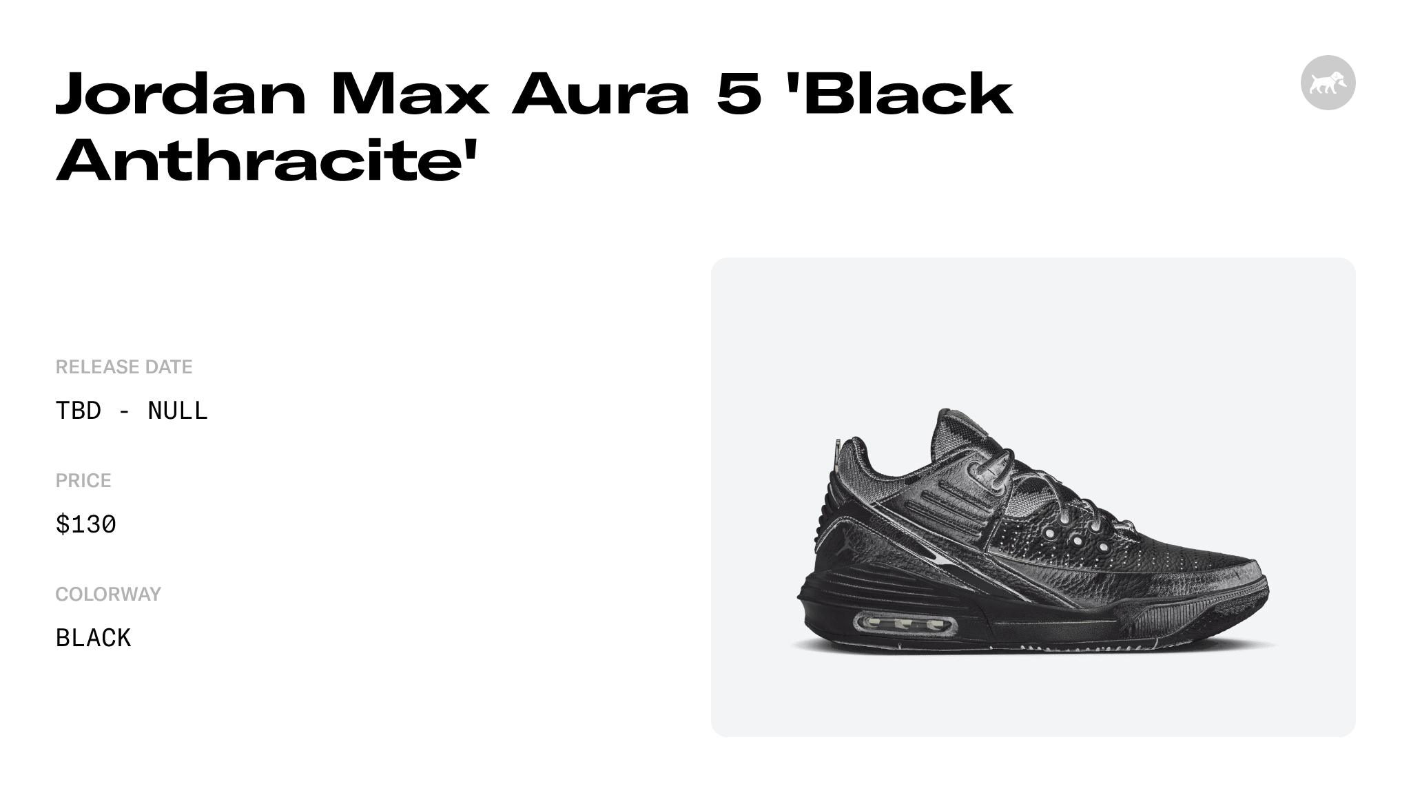 Jordan Max Aura 5 'Black Anthracite' - DZ4353-001 Raffles and Release Date