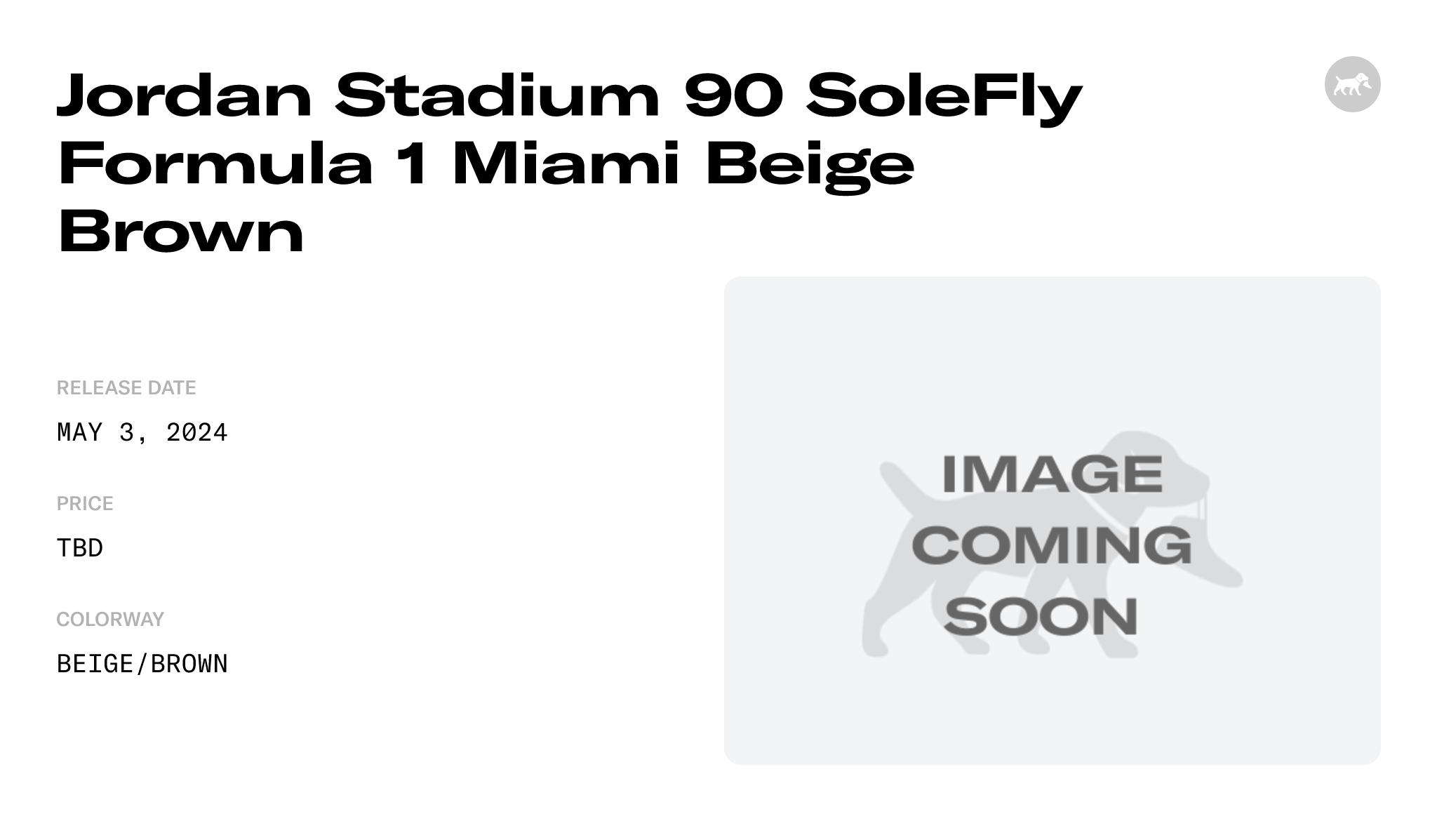 Jordan Stadium 90 SoleFly Formula 1 Miami Beige Brown Raffles and ...